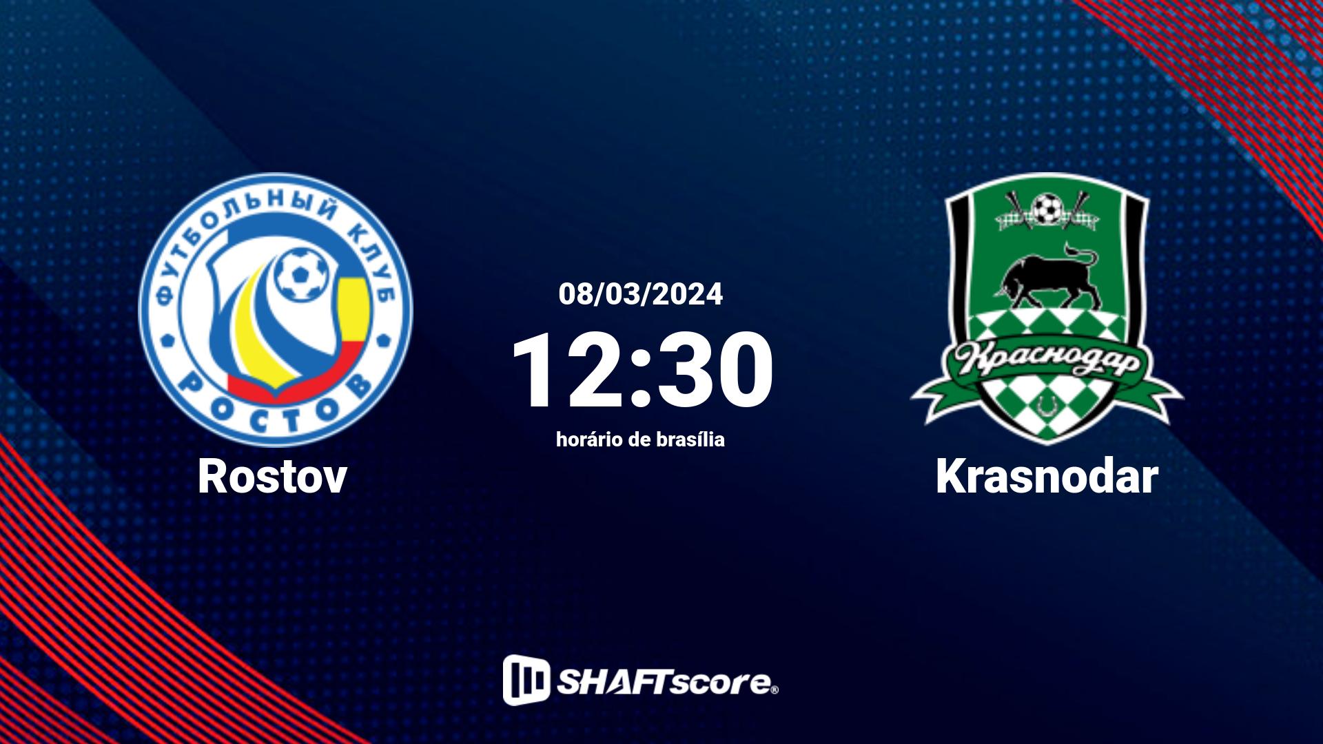 Estatísticas do jogo Rostov vs Krasnodar 08.03 12:30