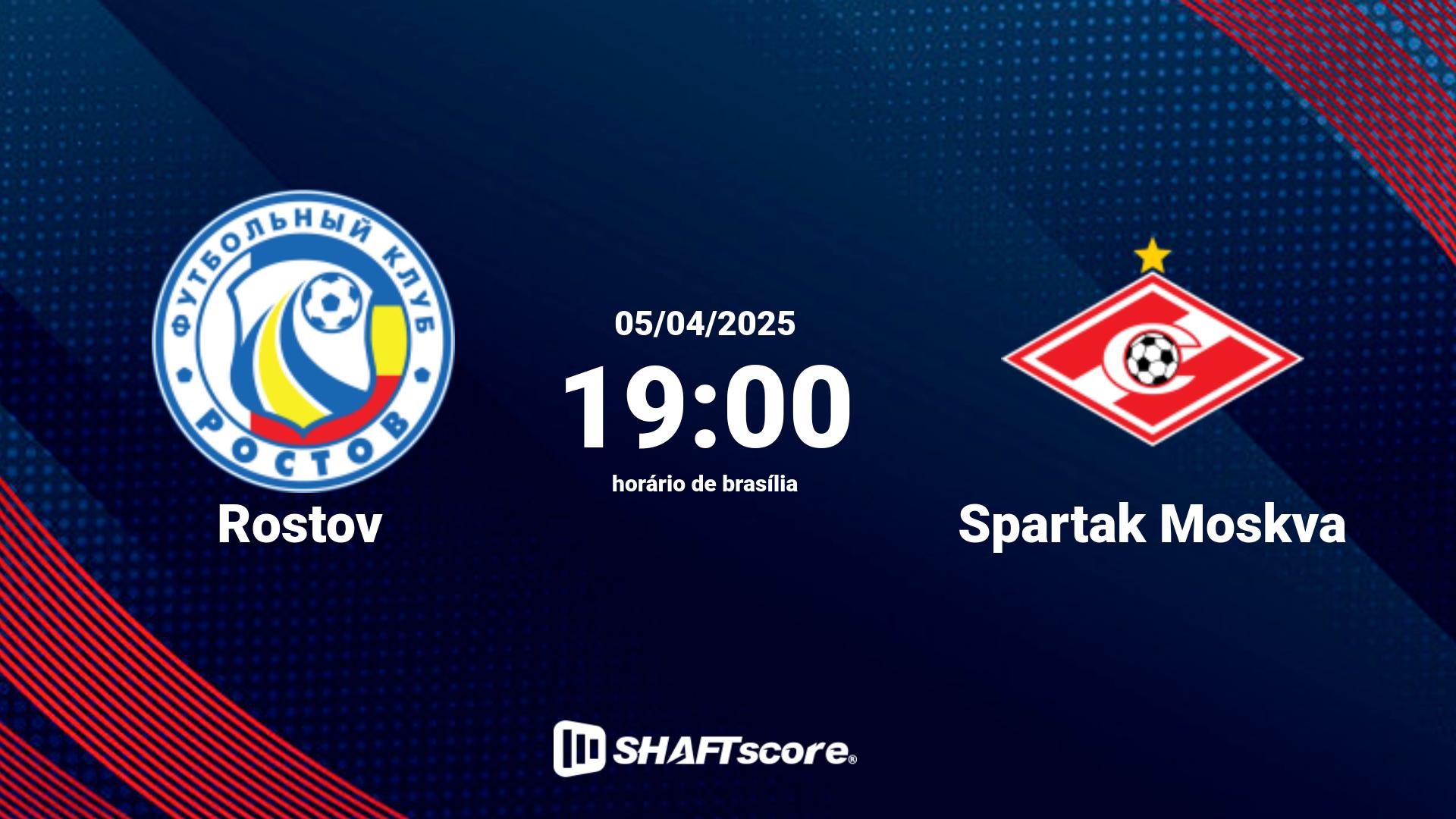 Estatísticas do jogo Rostov vs Spartak Moskva 05.04 19:00