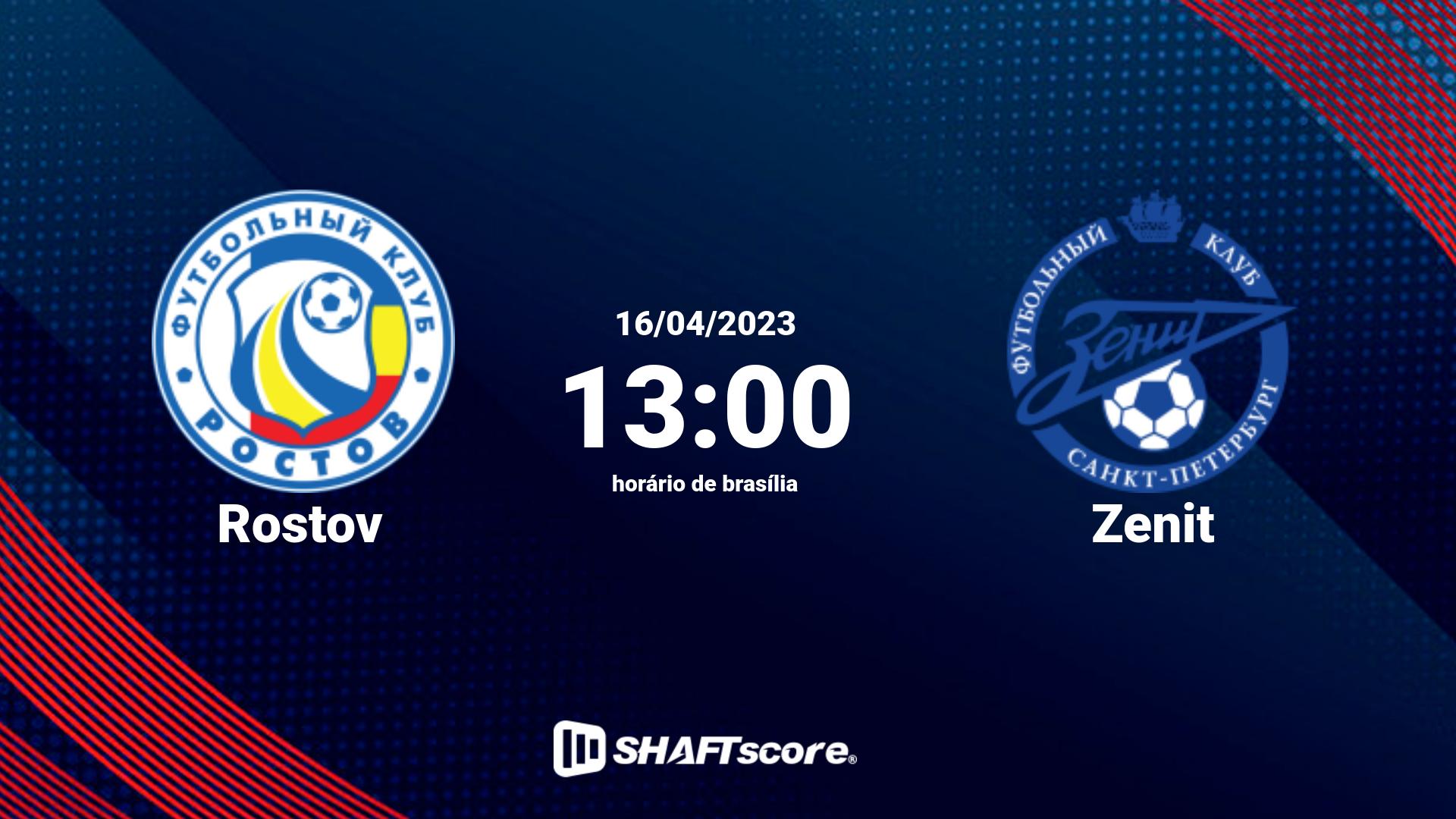 Estatísticas do jogo Rostov vs Zenit 16.04 13:00