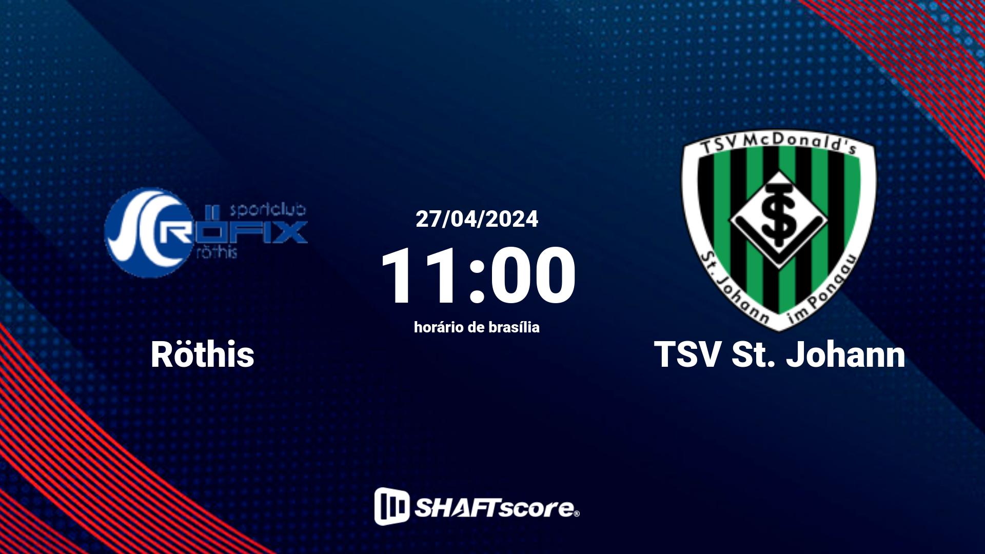 Estatísticas do jogo Röthis vs TSV St. Johann 27.04 11:00