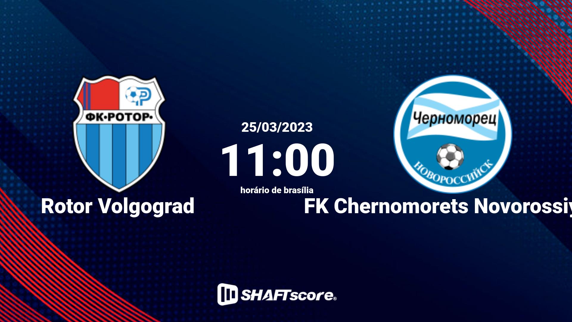 Estatísticas do jogo Rotor Volgograd vs FK Chernomorets Novorossiysk 25.03 11:00