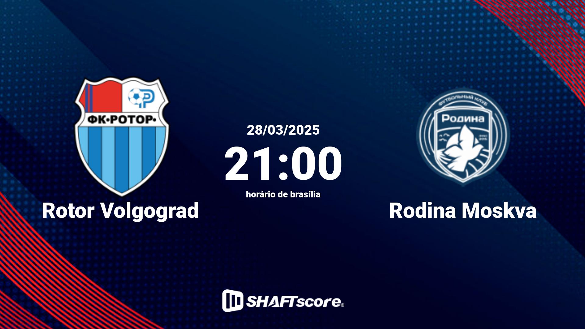 Estatísticas do jogo Rotor Volgograd vs Rodina Moskva 28.03 21:00