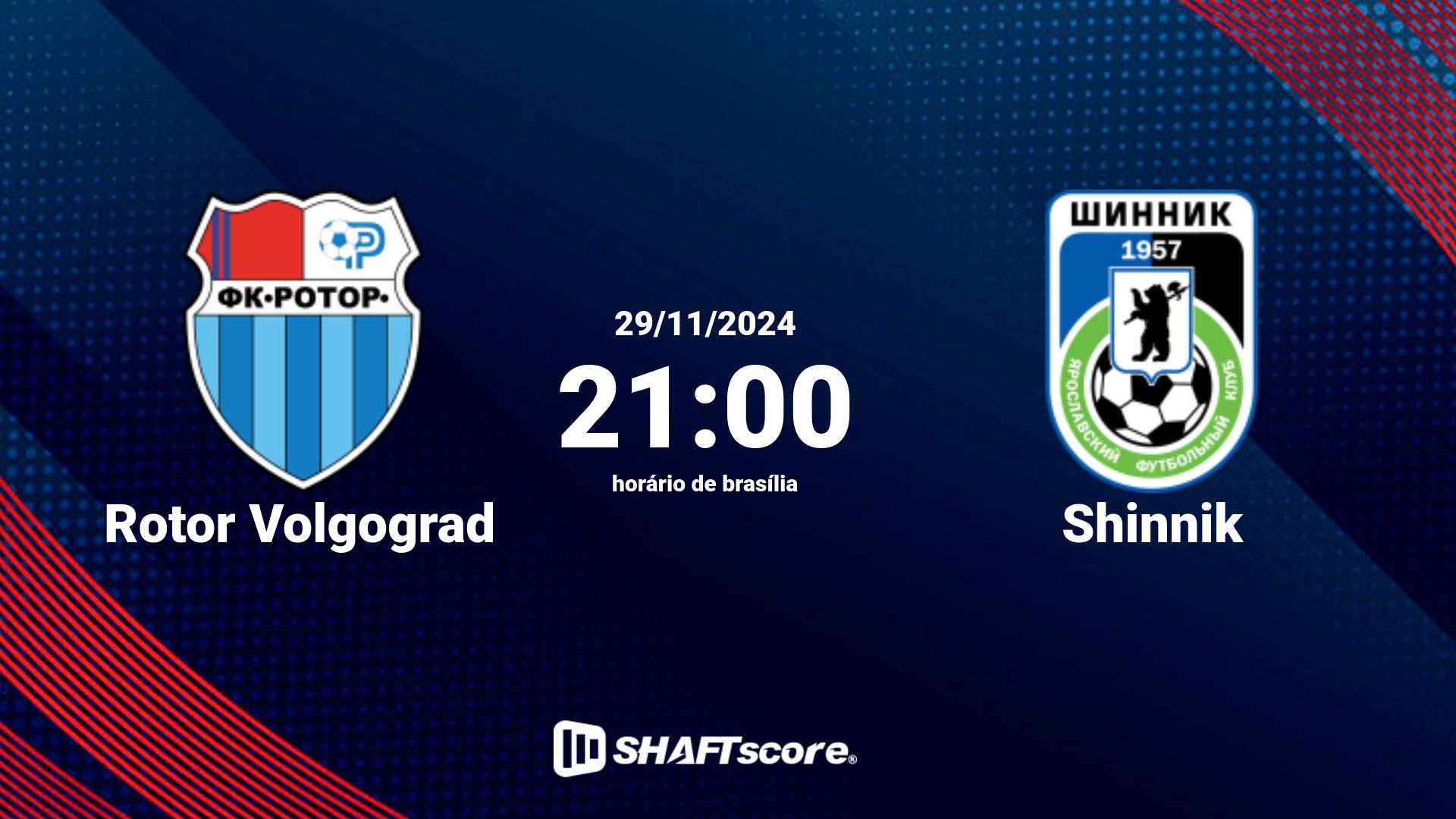 Estatísticas do jogo Rotor Volgograd vs Shinnik 29.11 21:00