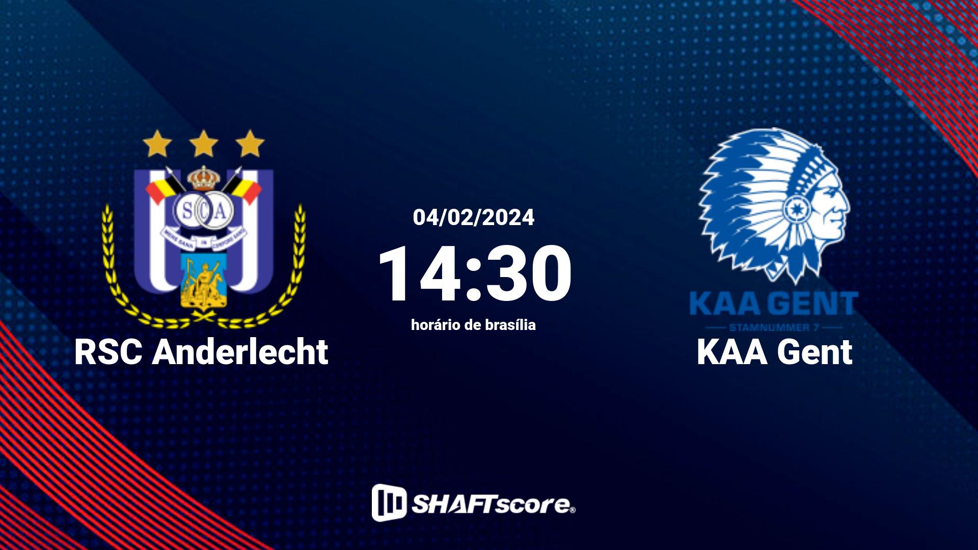 Estatísticas do jogo RSC Anderlecht vs KAA Gent 04.02 14:30