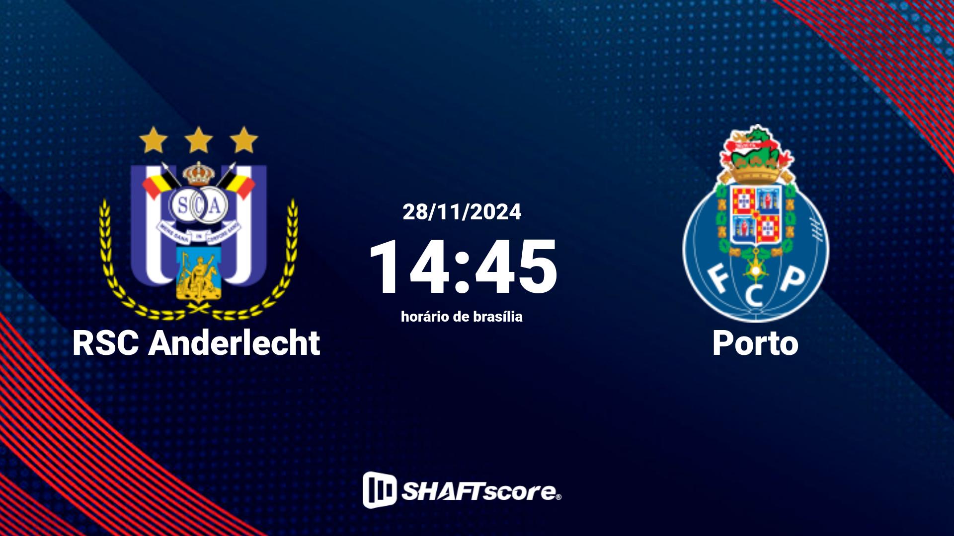 Estatísticas do jogo RSC Anderlecht vs Porto 28.11 14:45