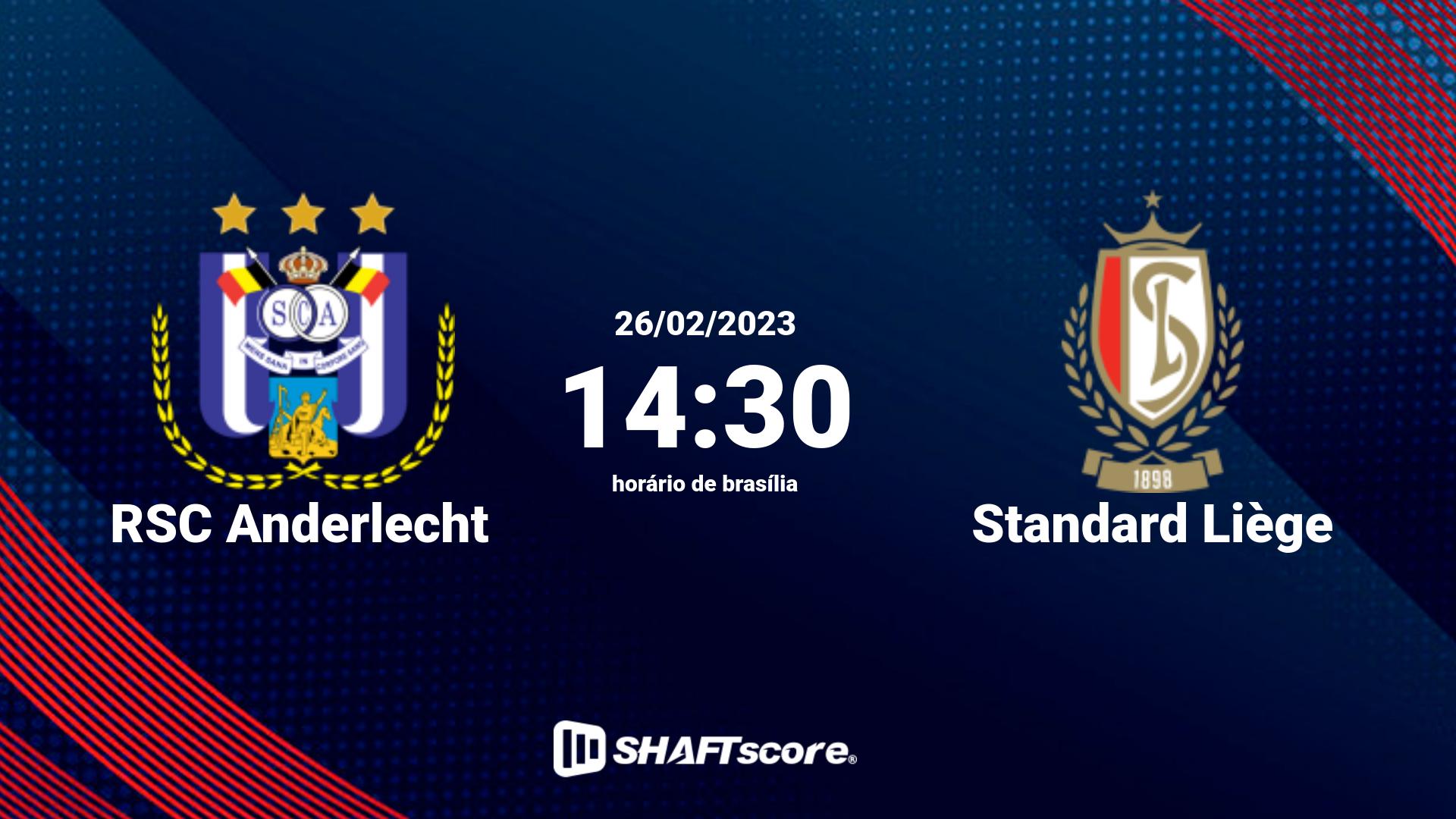 Estatísticas do jogo RSC Anderlecht vs Standard Liège 26.02 14:30