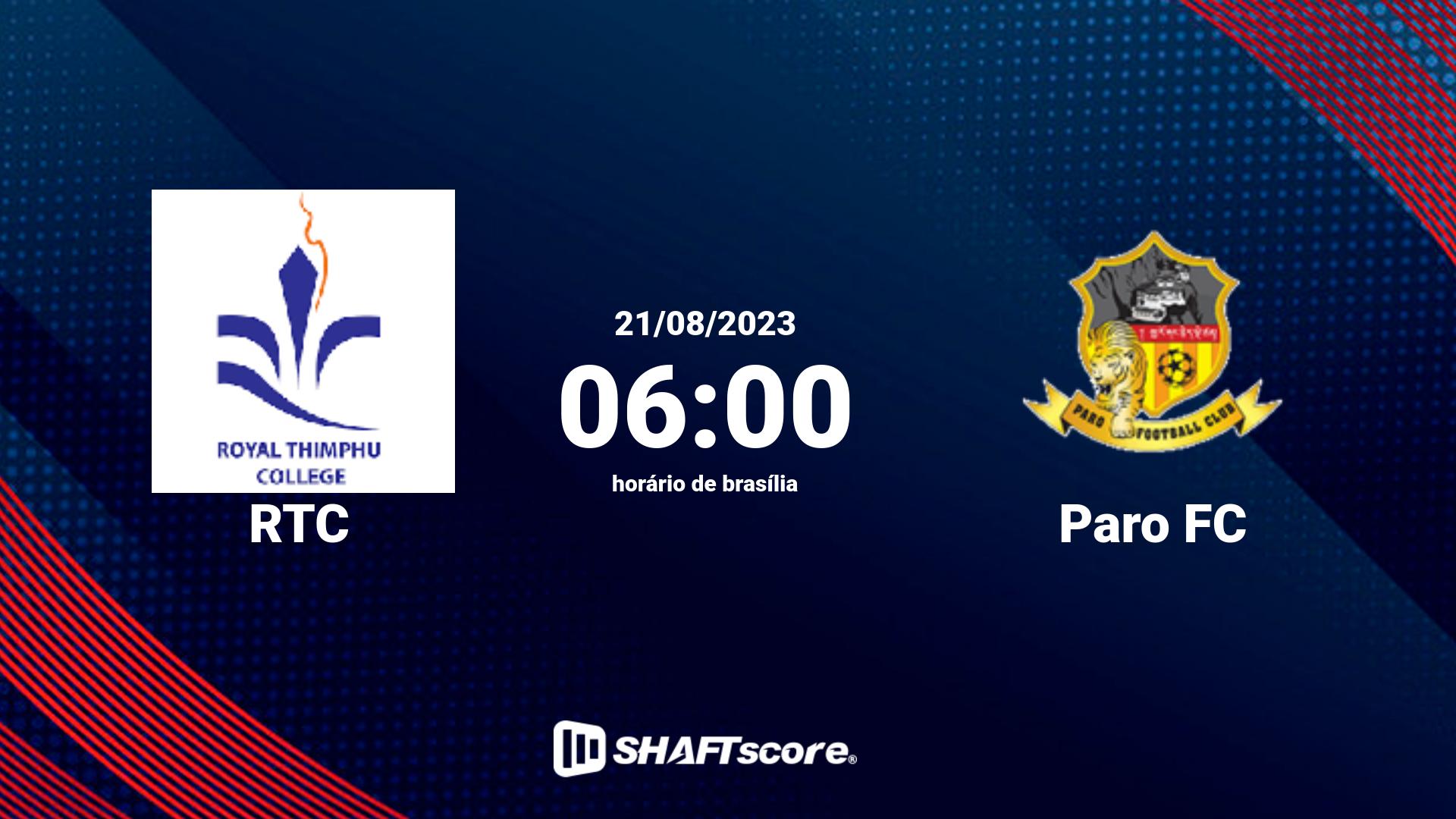 Estatísticas do jogo RTC vs Paro FC 21.08 06:00
