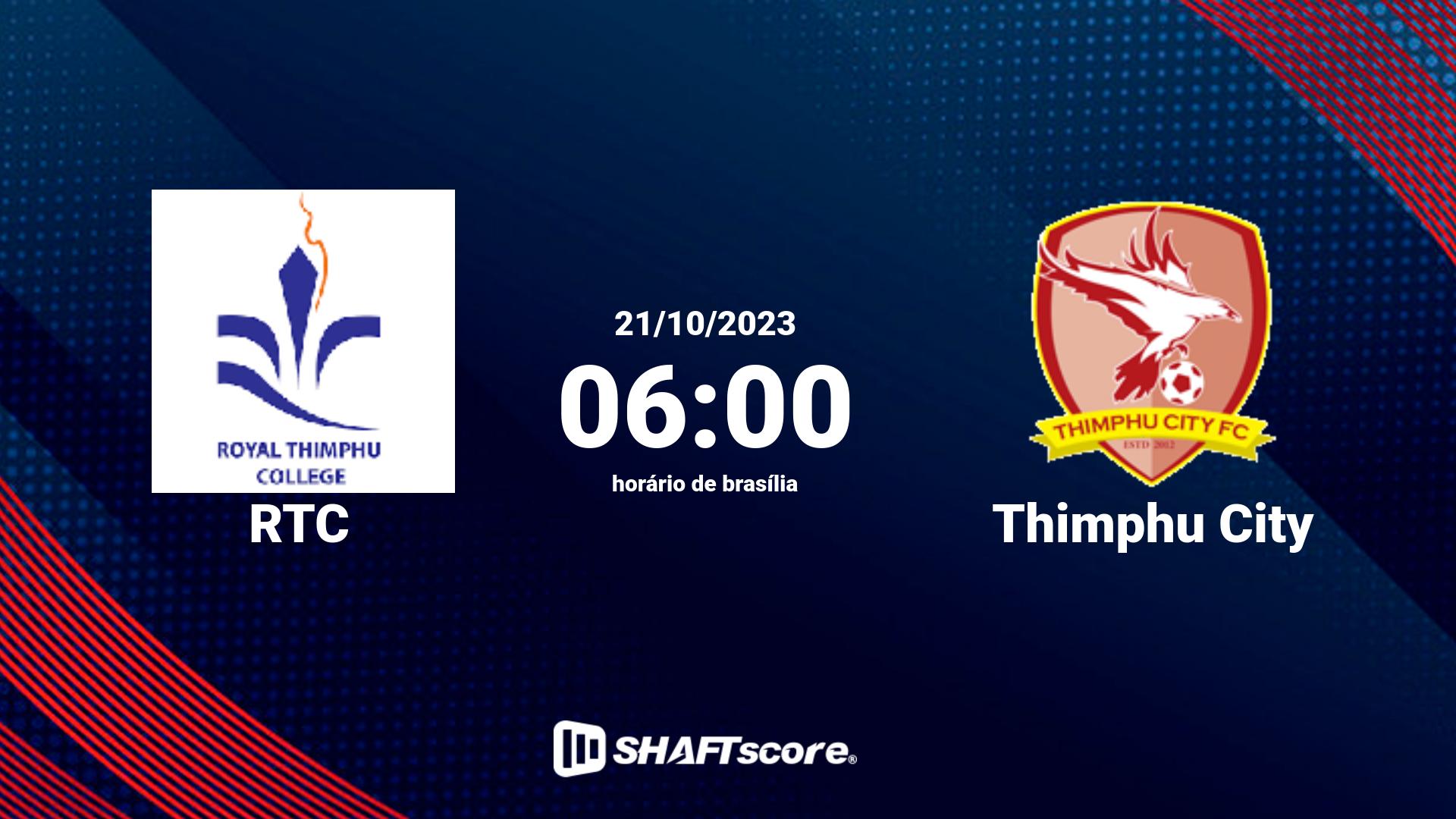 Estatísticas do jogo RTC vs Thimphu City 21.10 06:00