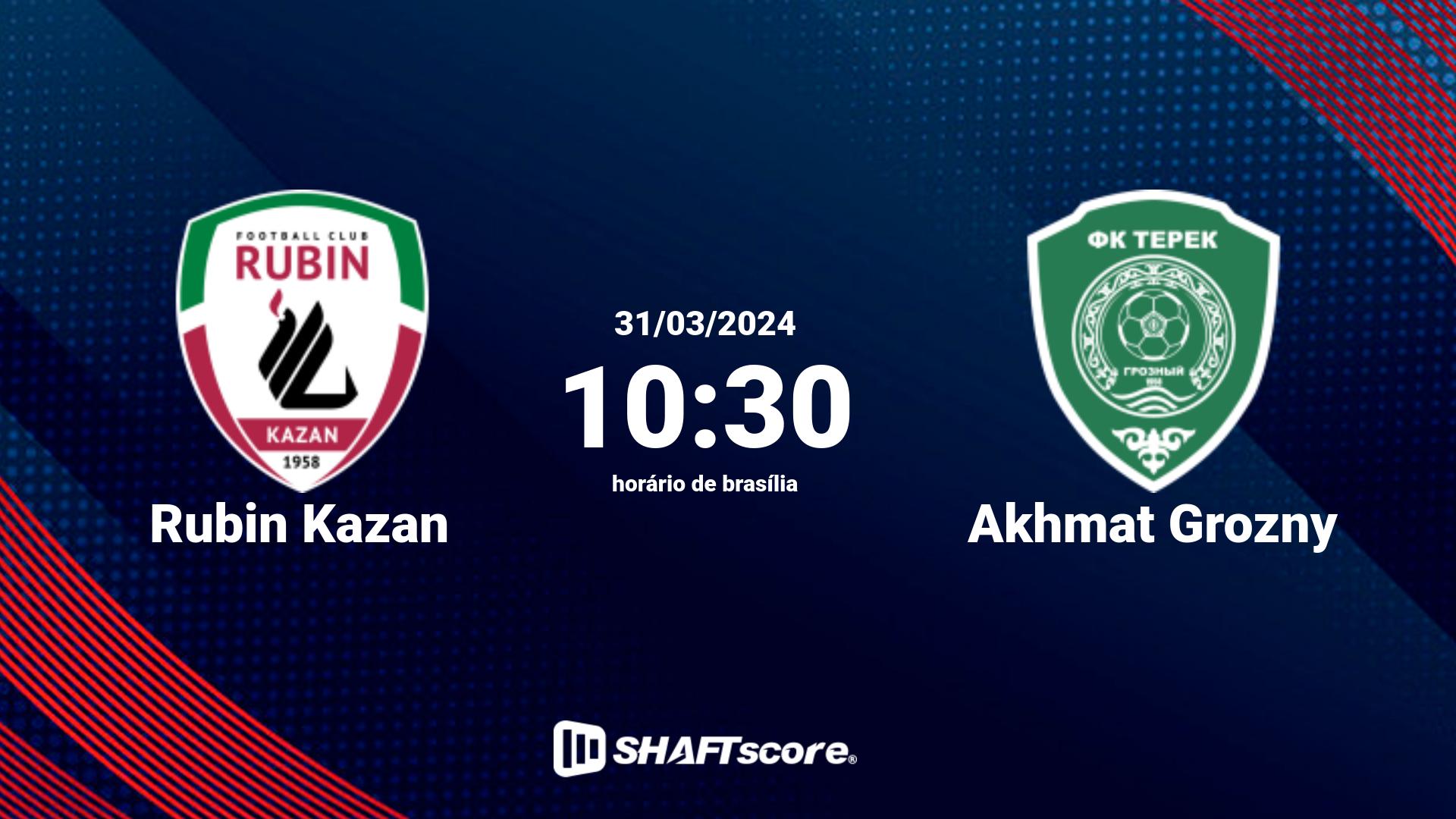 Estatísticas do jogo Rubin Kazan vs Akhmat Grozny 31.03 10:30