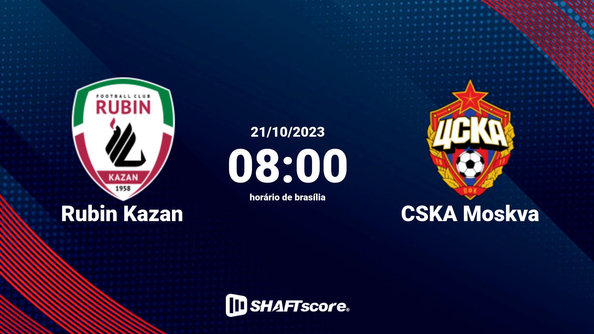 Estatísticas do jogo Rubin Kazan vs CSKA Moskva 21.10 08:00