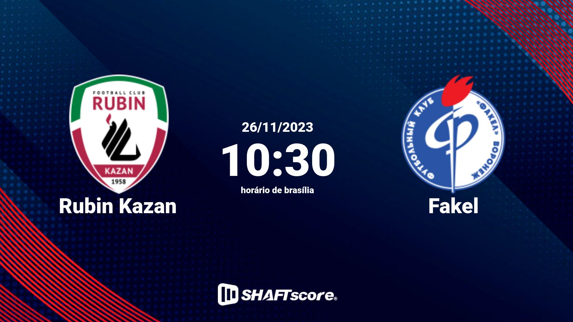 Estatísticas do jogo Rubin Kazan vs Fakel 26.11 10:30