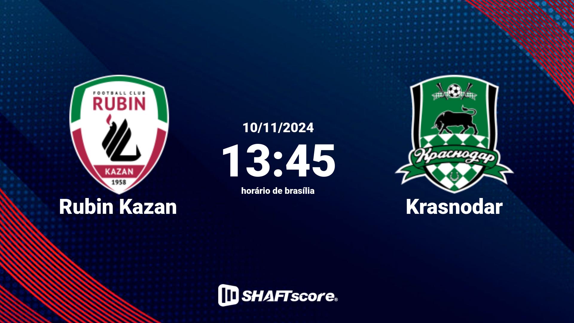 Estatísticas do jogo Rubin Kazan vs Krasnodar 10.11 13:45