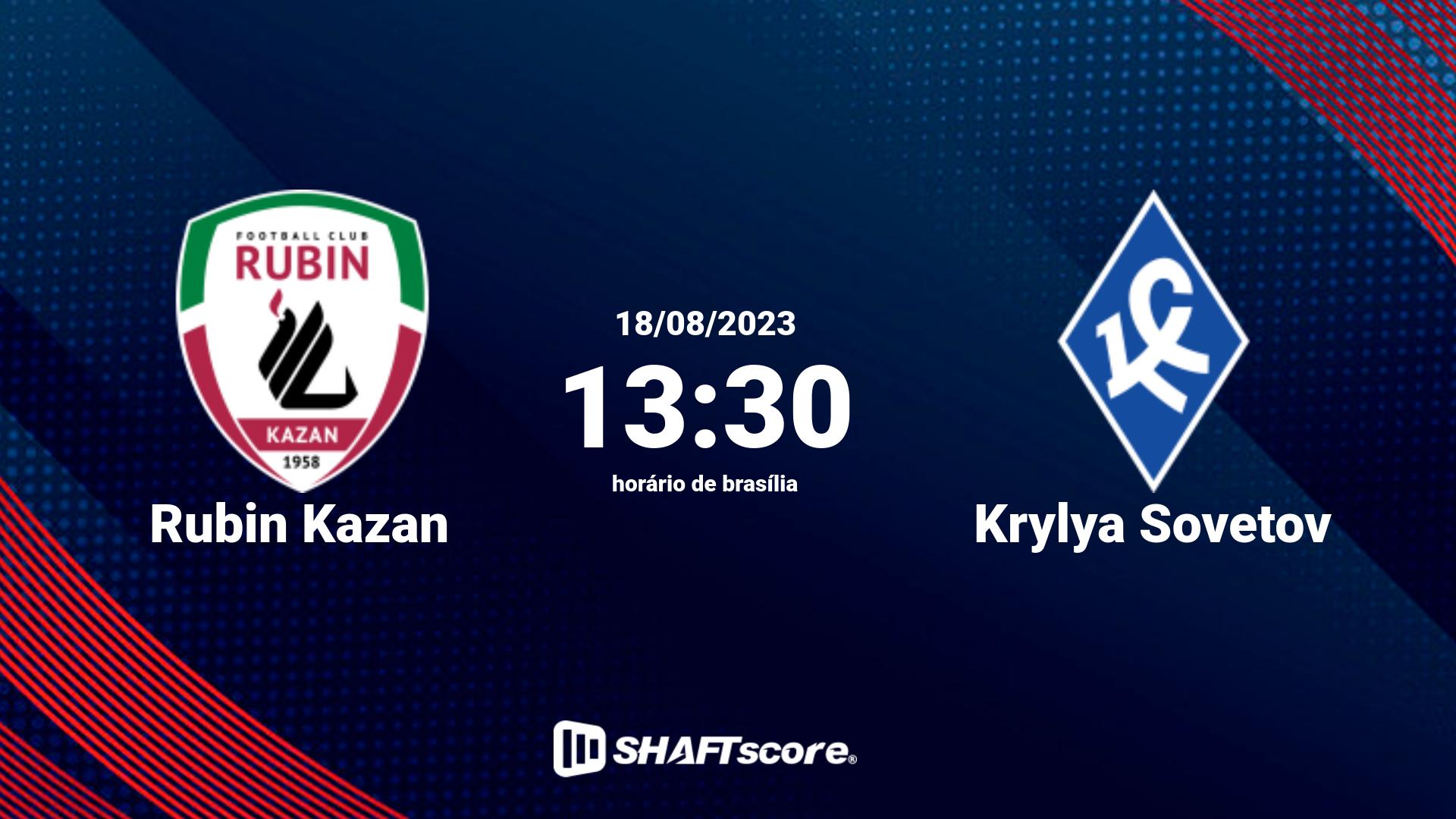 Estatísticas do jogo Rubin Kazan vs Krylya Sovetov 18.08 13:30