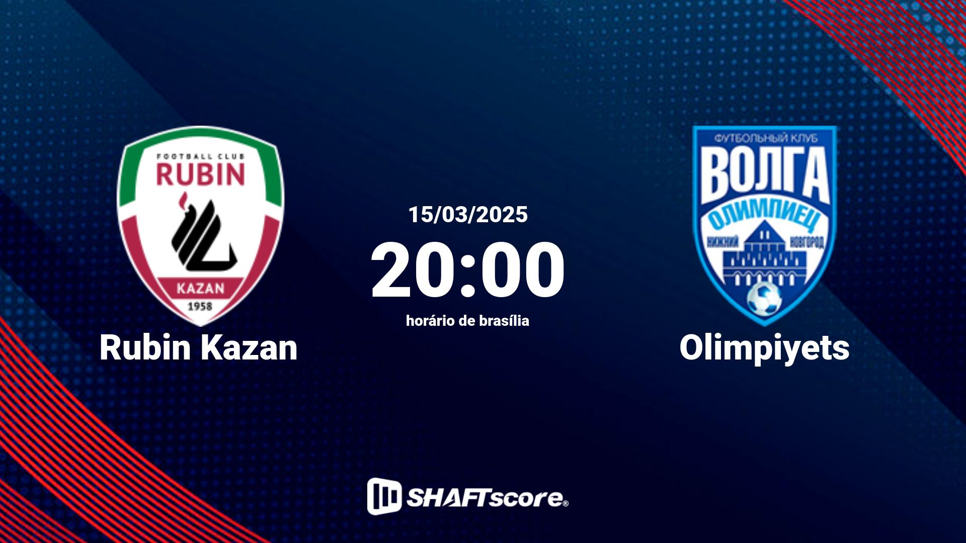 Estatísticas do jogo Rubin Kazan vs Olimpiyets 15.03 20:00