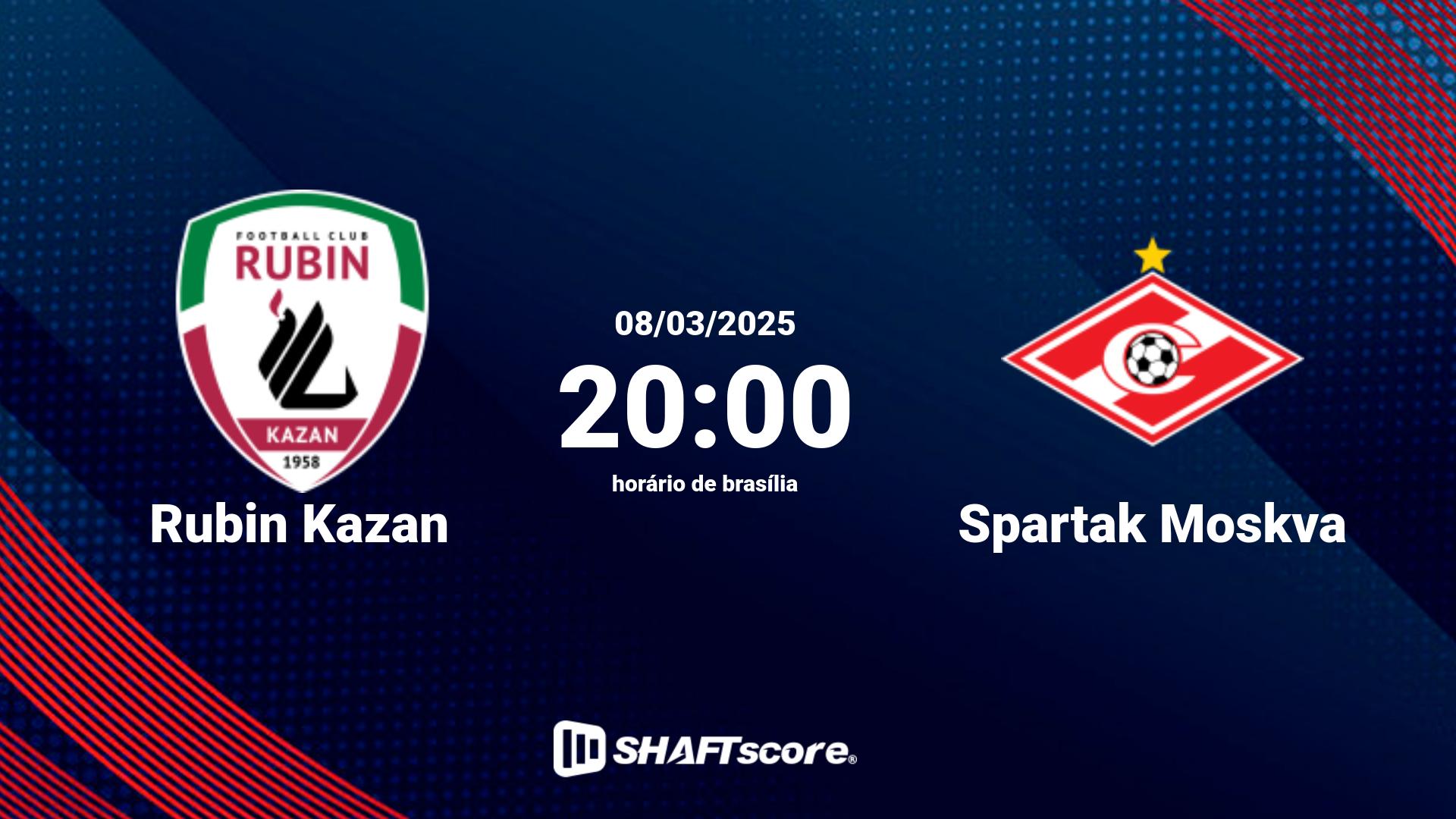 Estatísticas do jogo Rubin Kazan vs Spartak Moskva 08.03 20:00