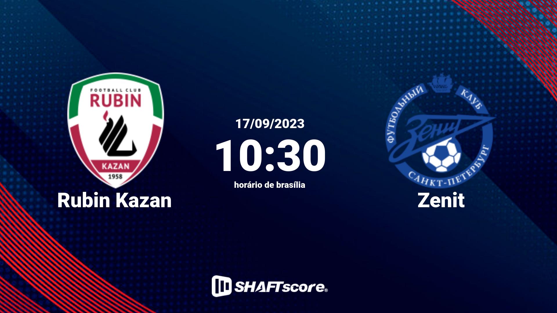 Estatísticas do jogo Rubin Kazan vs Zenit 17.09 10:30