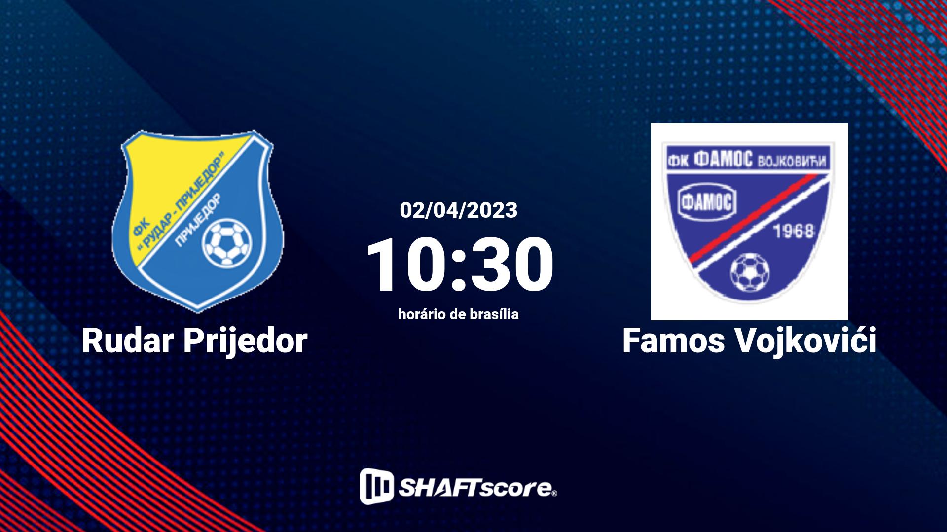 Estatísticas do jogo Rudar Prijedor vs Famos Vojkovići 02.04 10:30