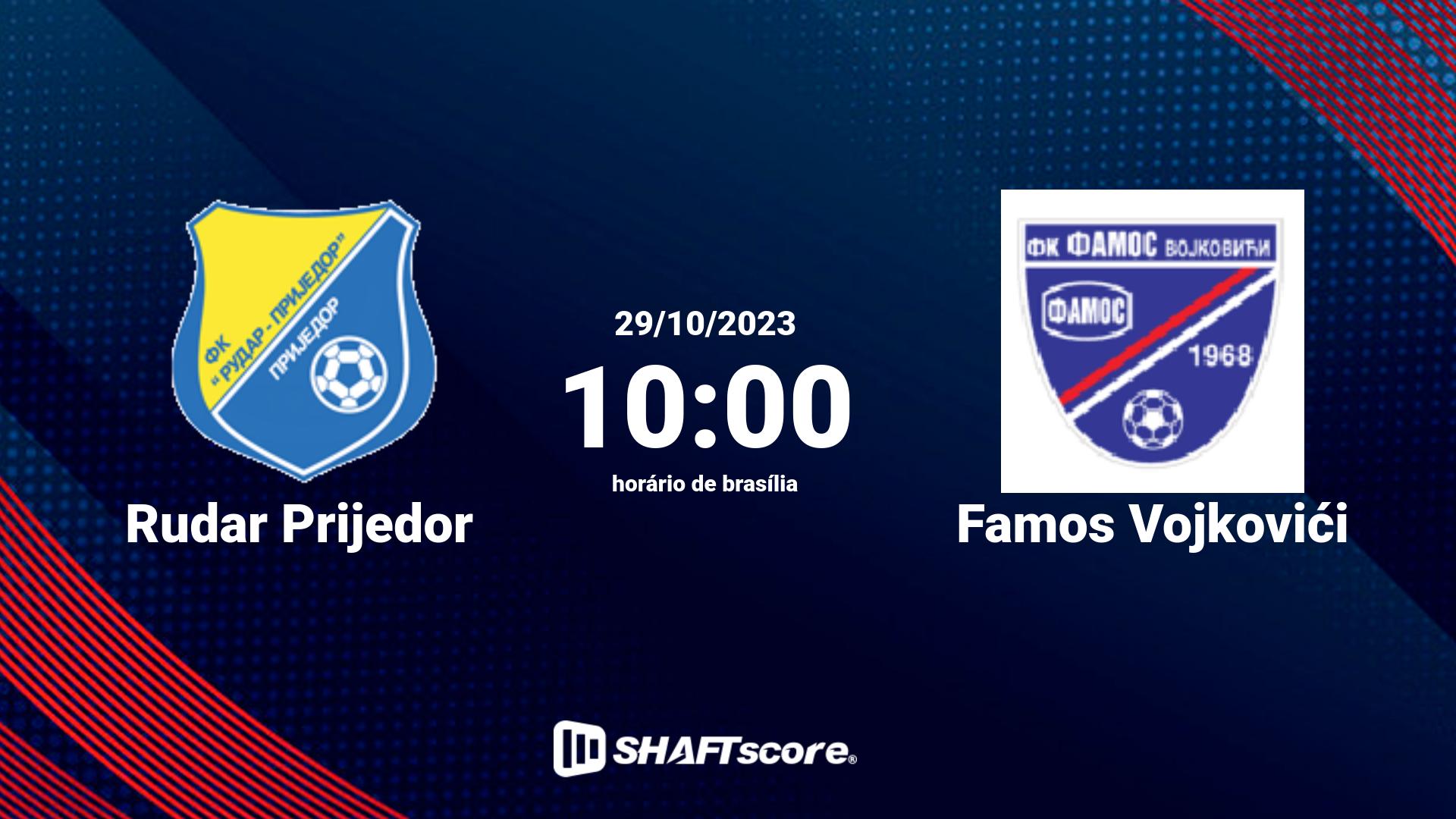 Estatísticas do jogo Rudar Prijedor vs Famos Vojkovići 29.10 10:00