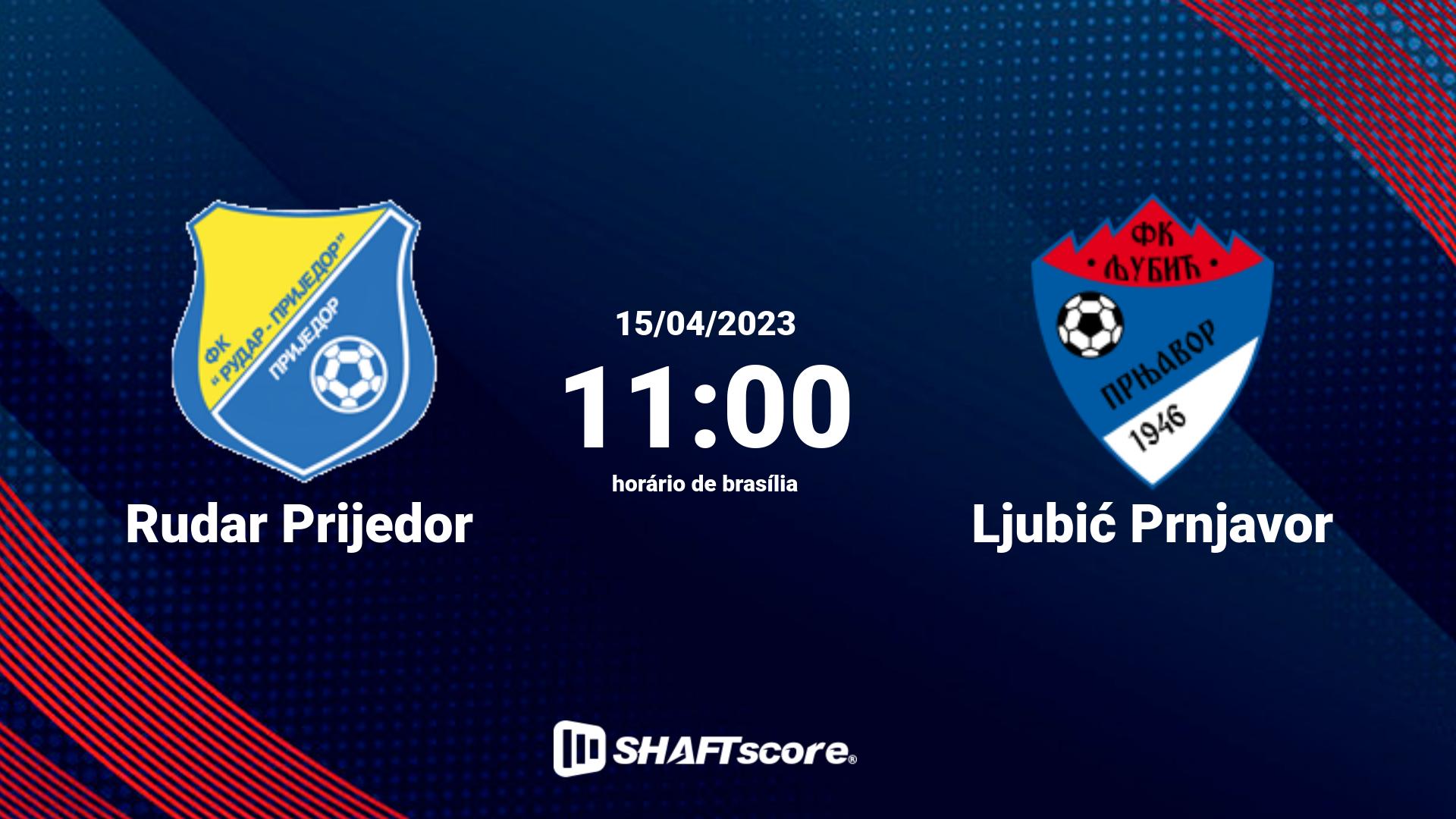 Estatísticas do jogo Rudar Prijedor vs Ljubić Prnjavor 15.04 11:00