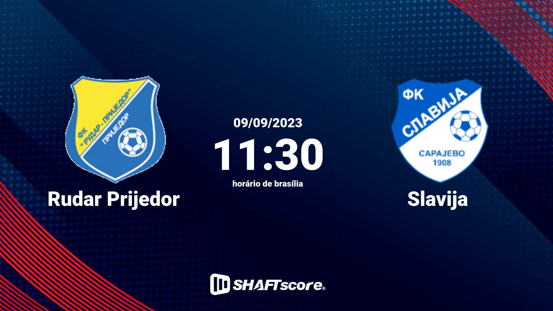 Estatísticas do jogo Rudar Prijedor vs Slavija 09.09 11:30