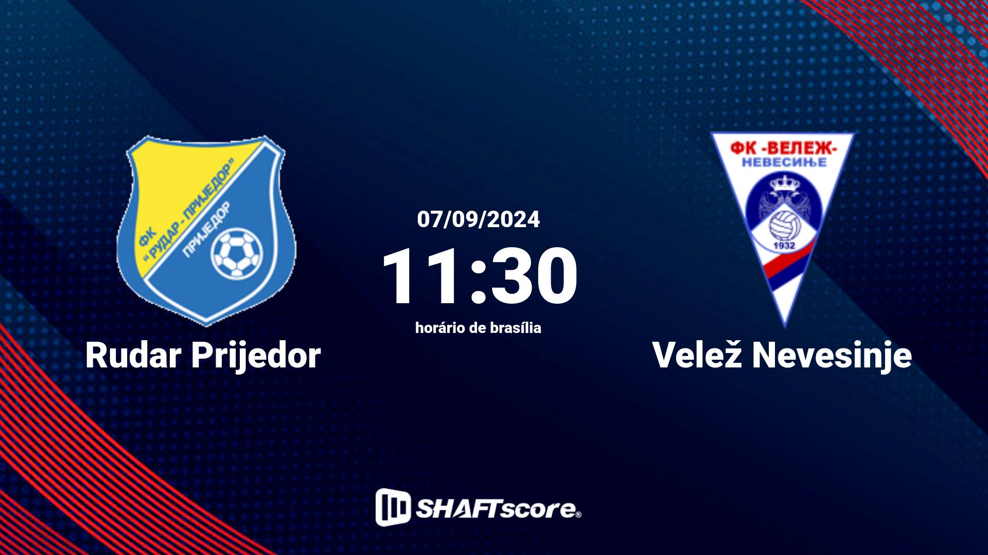 Estatísticas do jogo Rudar Prijedor vs Velež Nevesinje 07.09 11:30