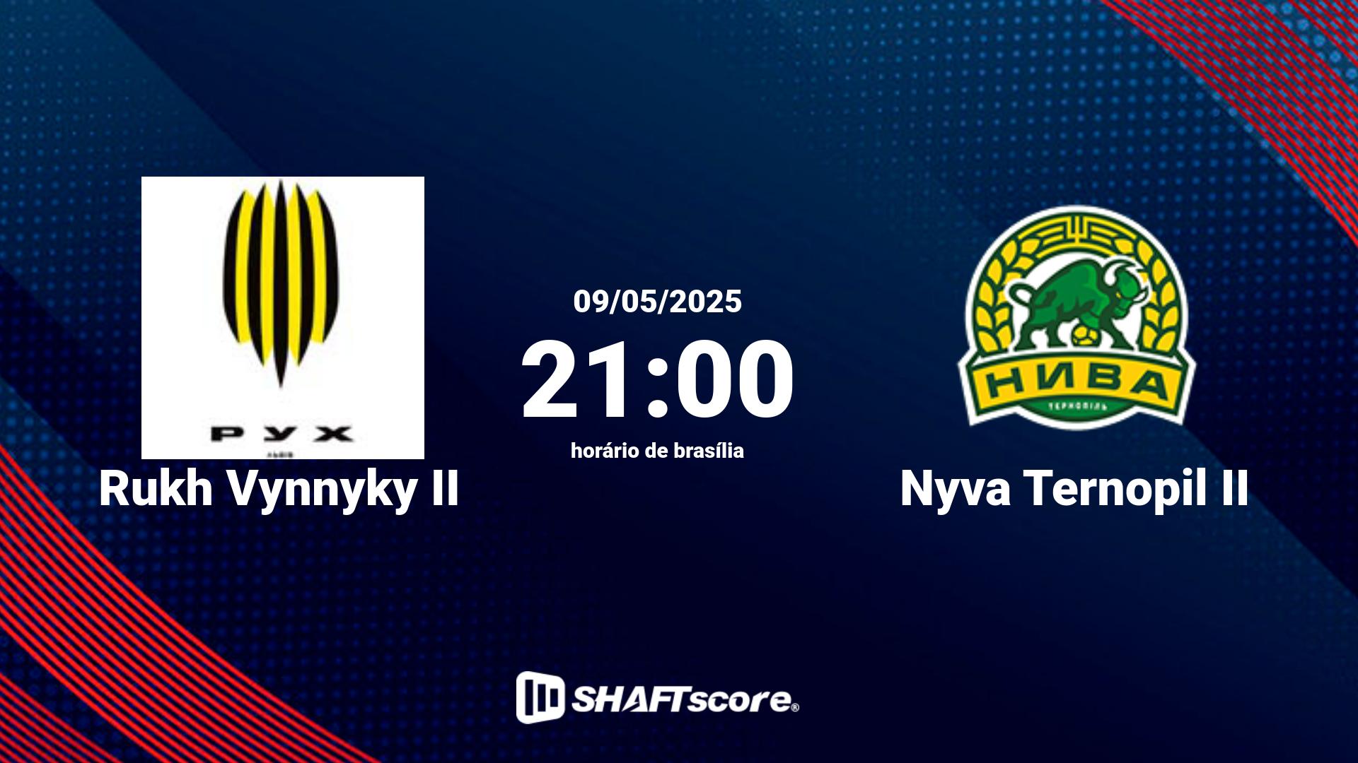 Estatísticas do jogo Rukh Vynnyky II vs Nyva Ternopil II 09.05 21:00