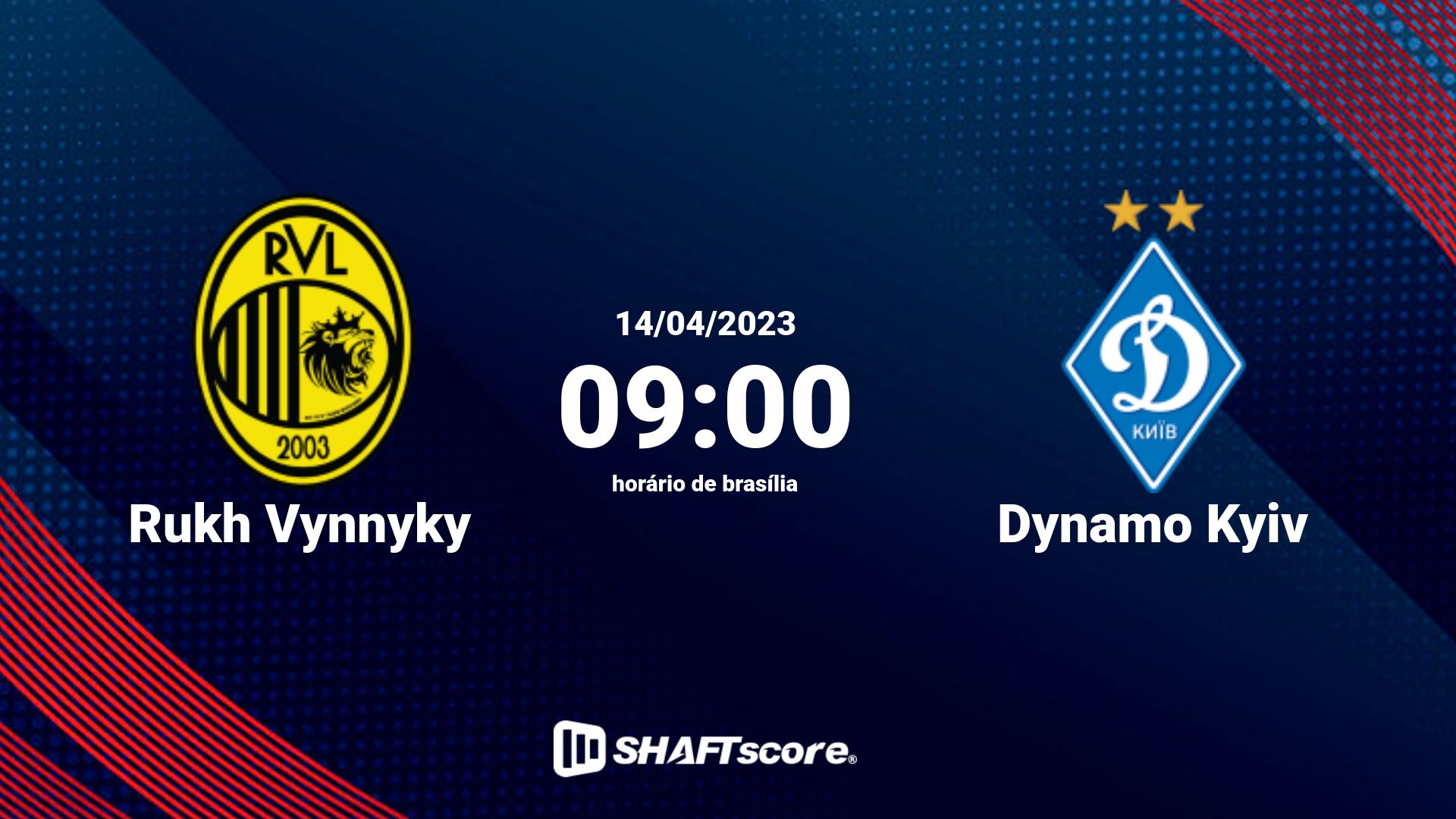 Estatísticas do jogo Rukh Vynnyky vs Dynamo Kyiv 14.04 09:00