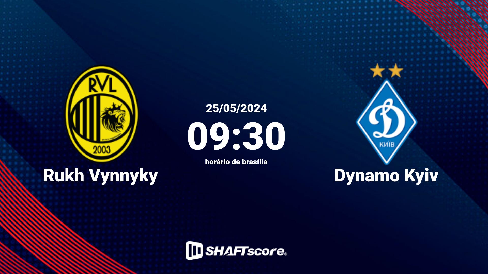 Estatísticas do jogo Rukh Vynnyky vs Dynamo Kyiv 25.05 09:30