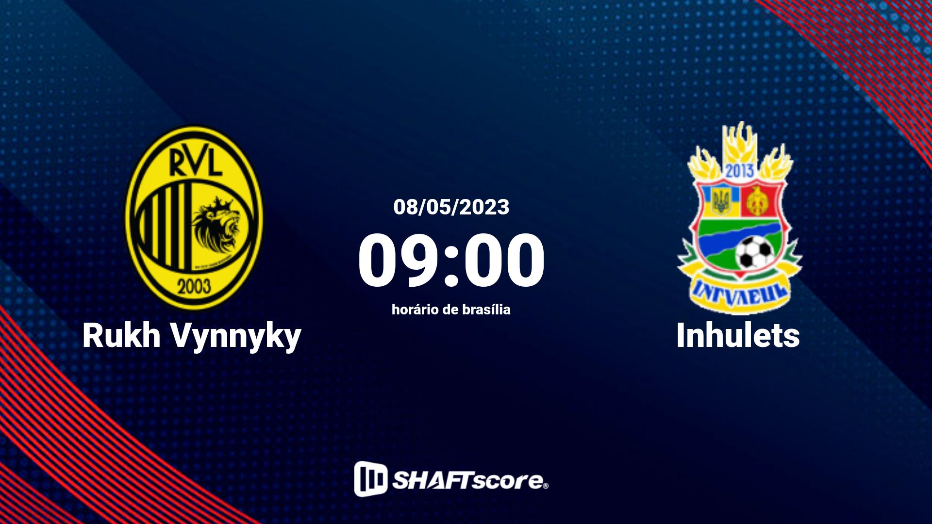 Estatísticas do jogo Rukh Vynnyky vs Inhulets 08.05 09:00