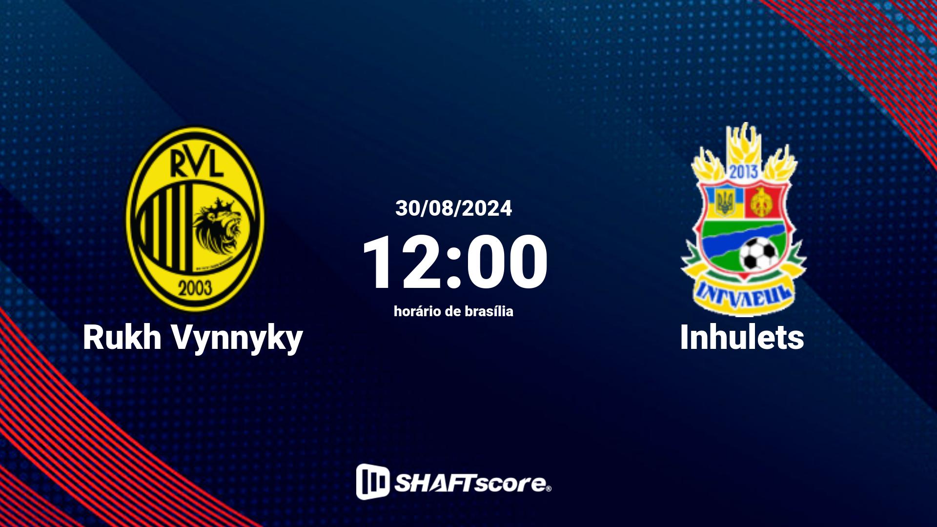 Estatísticas do jogo Rukh Vynnyky vs Inhulets 30.08 12:00