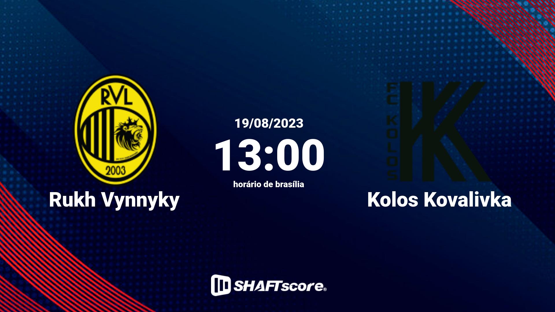 Estatísticas do jogo Rukh Vynnyky vs Kolos Kovalivka 19.08 13:00