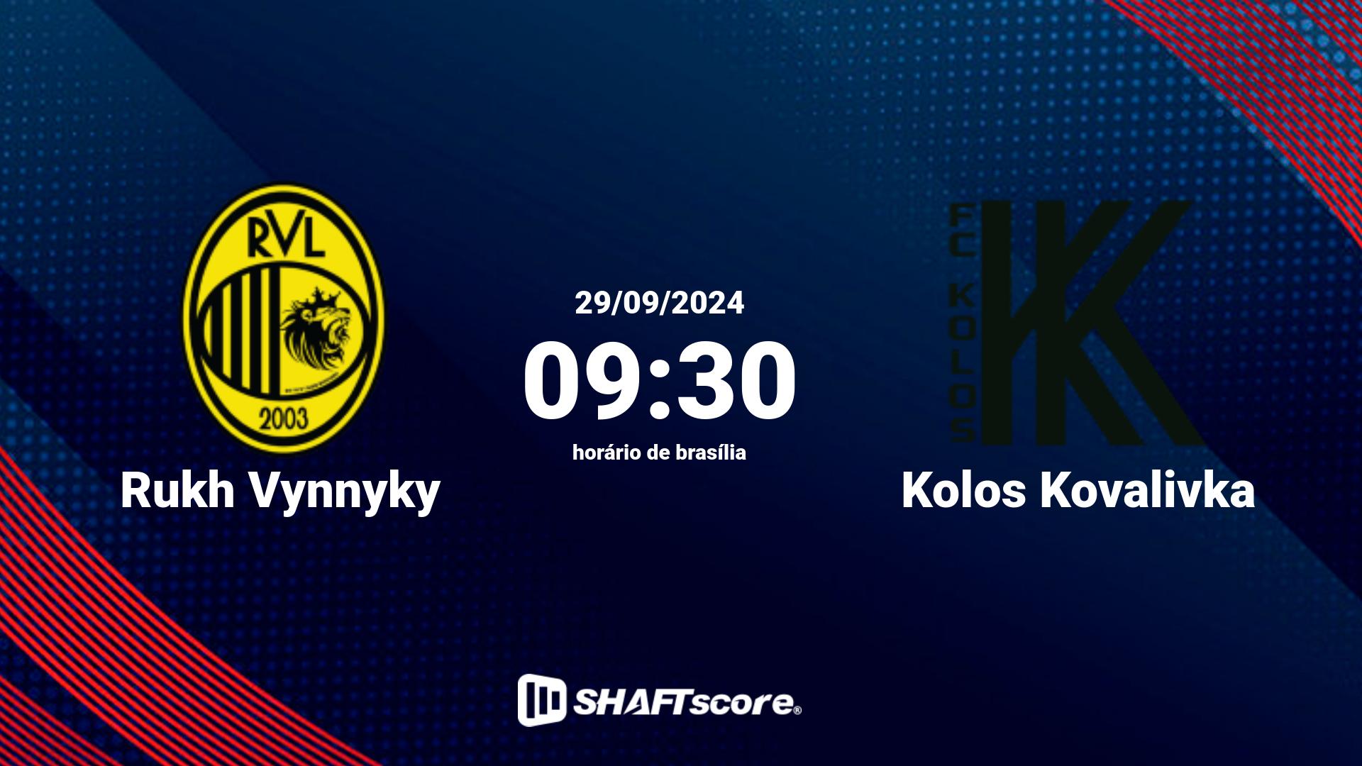 Estatísticas do jogo Rukh Vynnyky vs Kolos Kovalivka 29.09 09:30