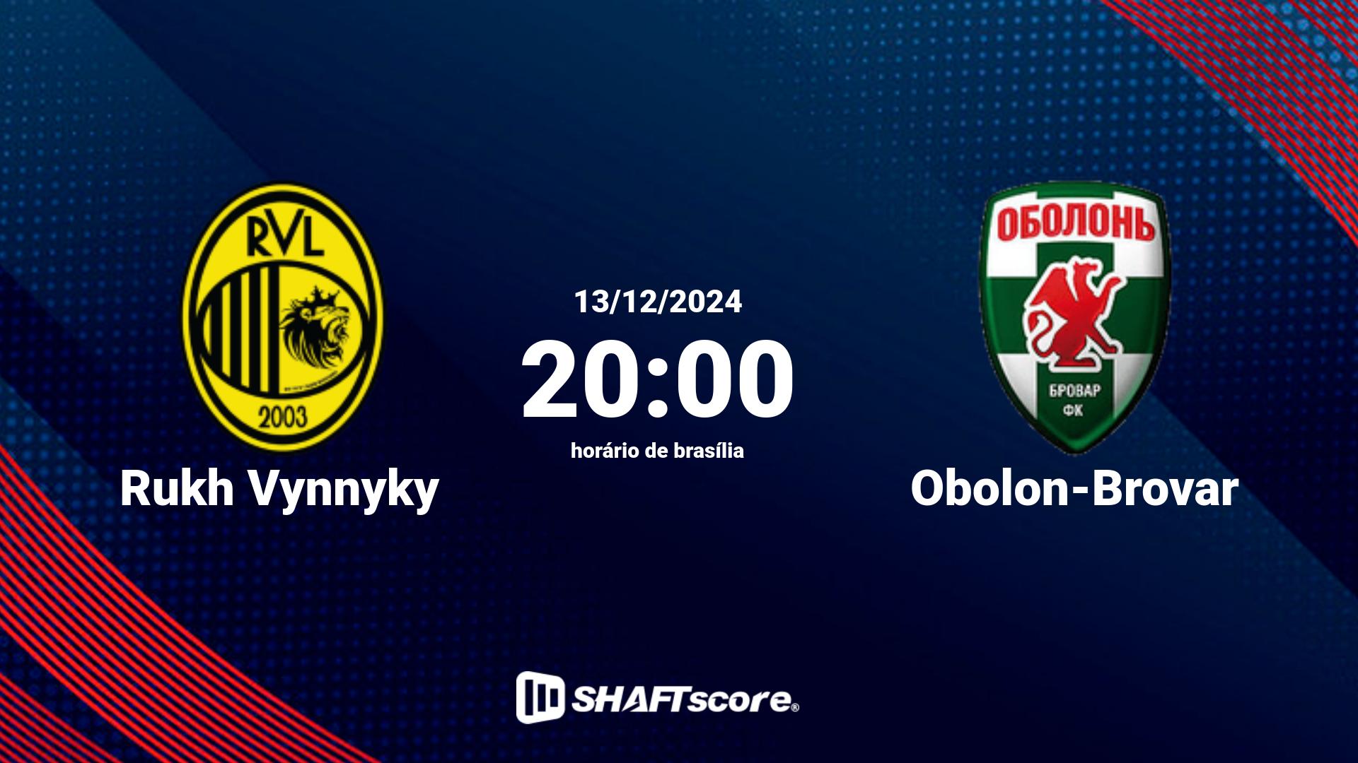 Estatísticas do jogo Rukh Vynnyky vs Obolon-Brovar 13.12 20:00