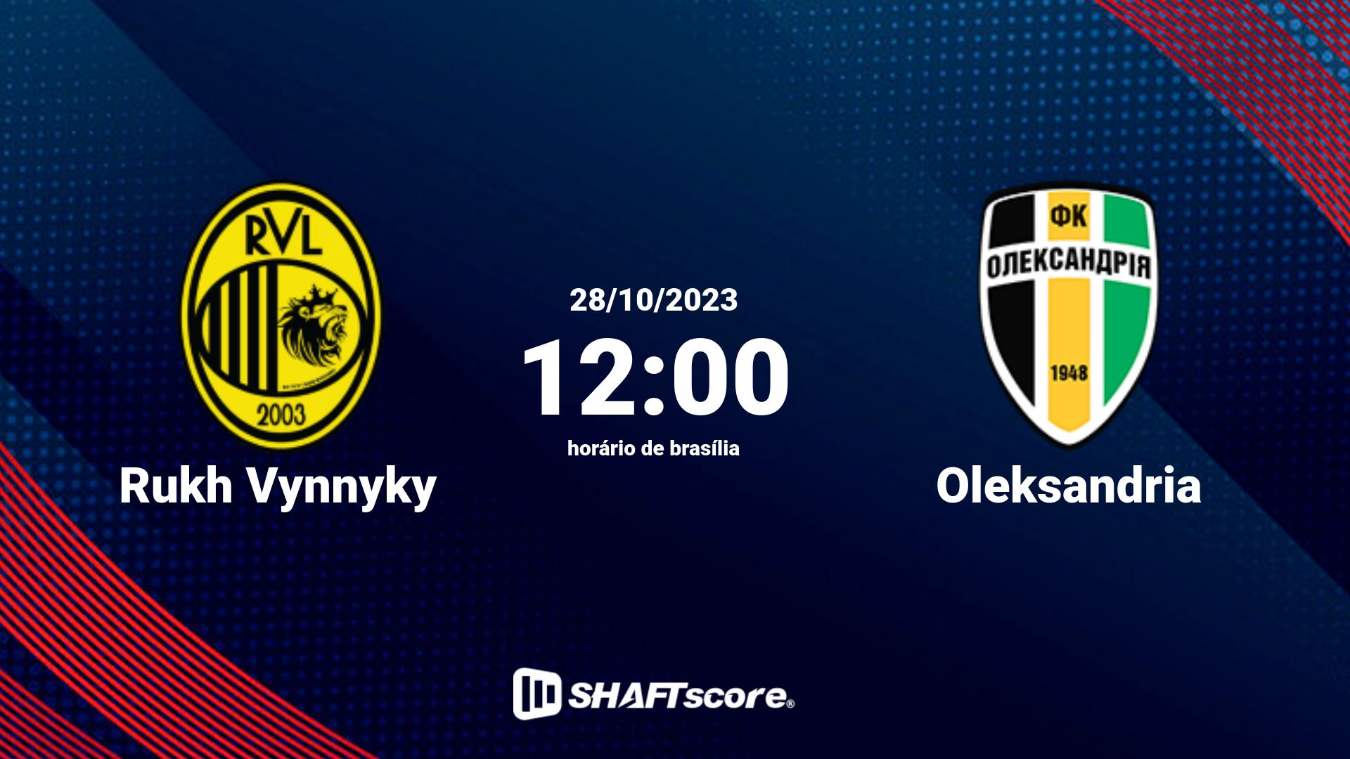 Estatísticas do jogo Rukh Vynnyky vs Oleksandria 28.10 12:00