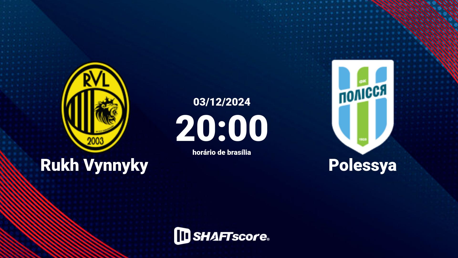 Estatísticas do jogo Rukh Vynnyky vs Polessya 03.12 20:00