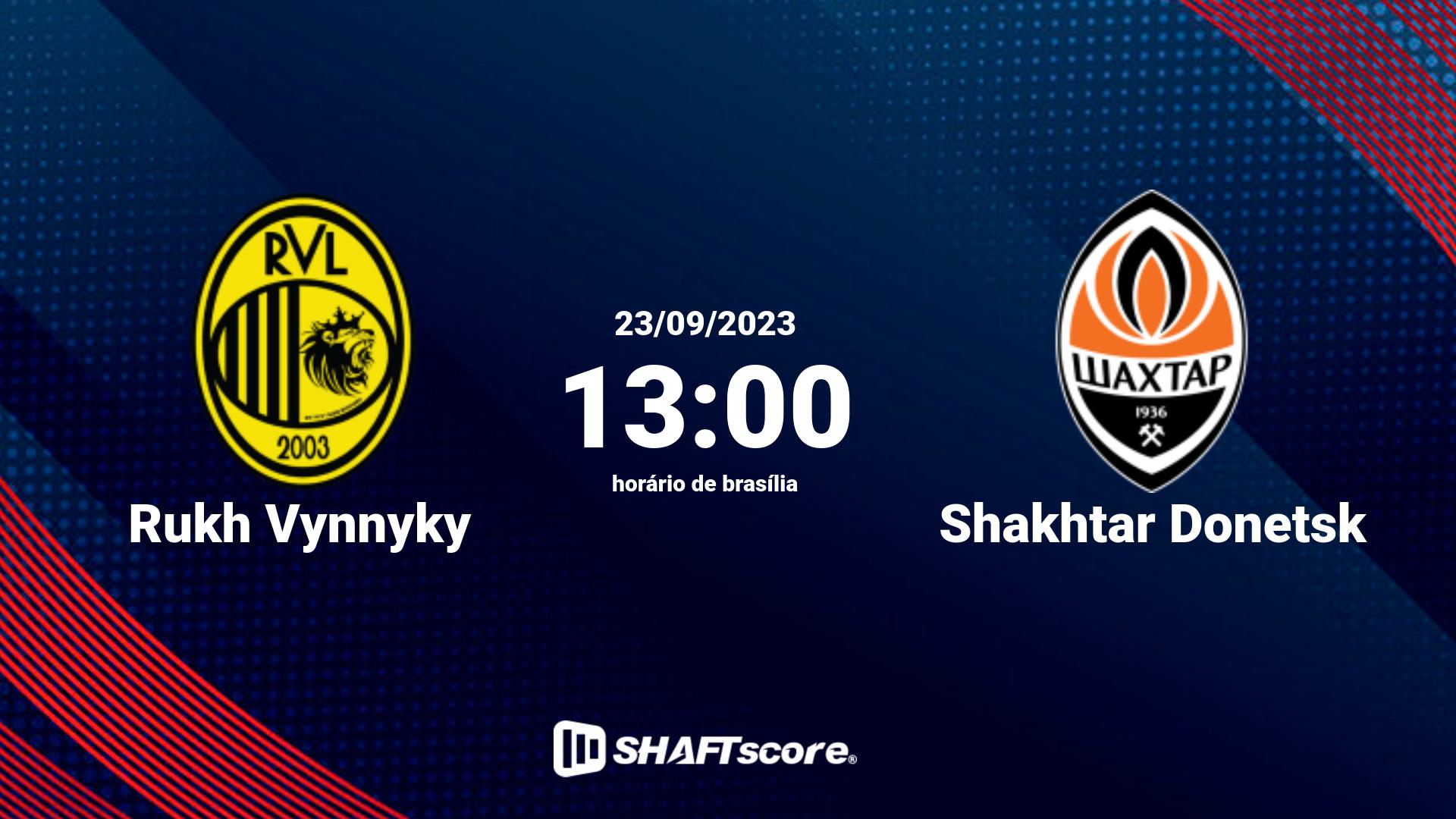 Estatísticas do jogo Rukh Vynnyky vs Shakhtar Donetsk 23.09 13:00