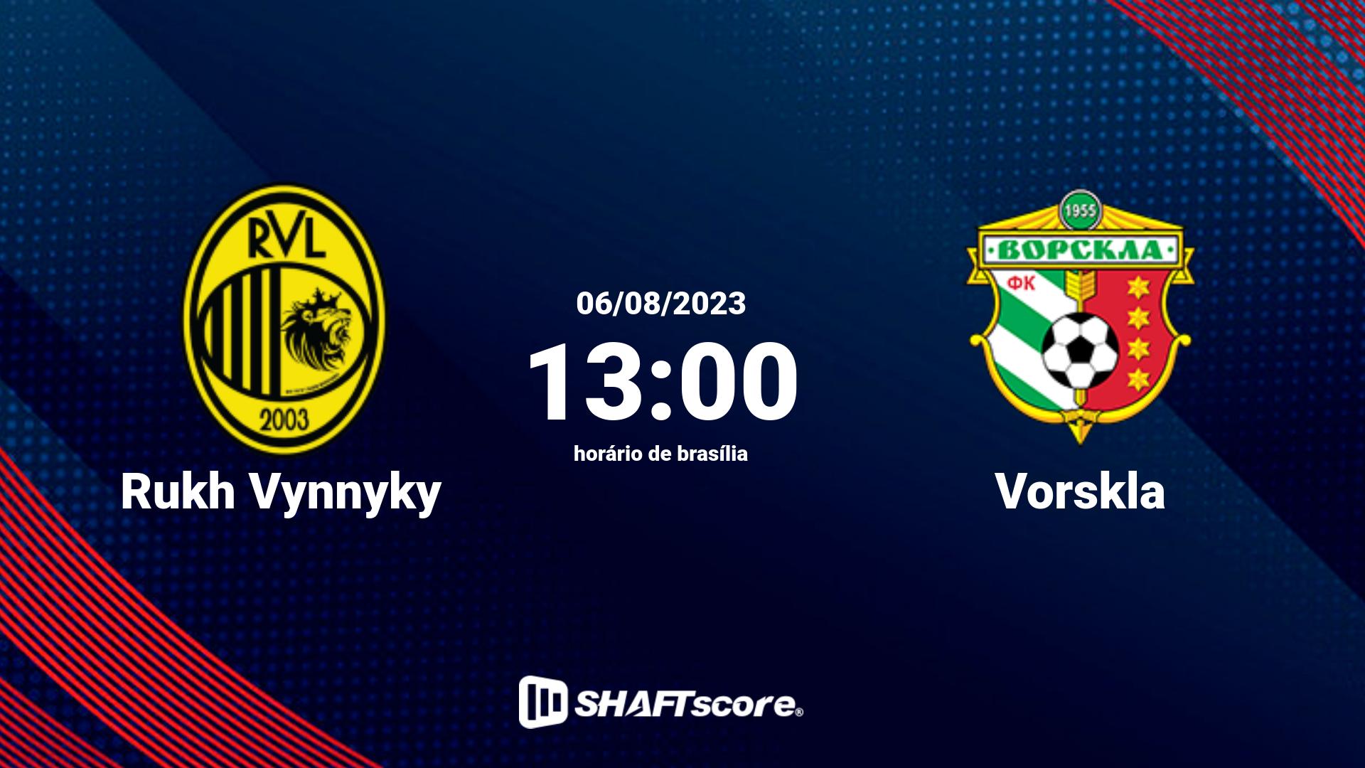 Estatísticas do jogo Rukh Vynnyky vs Vorskla 06.08 13:00