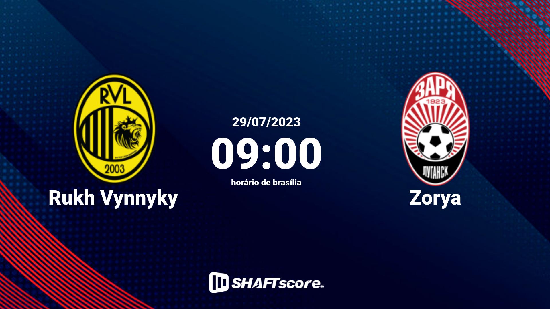 Estatísticas do jogo Rukh Vynnyky vs Zorya 29.07 09:00