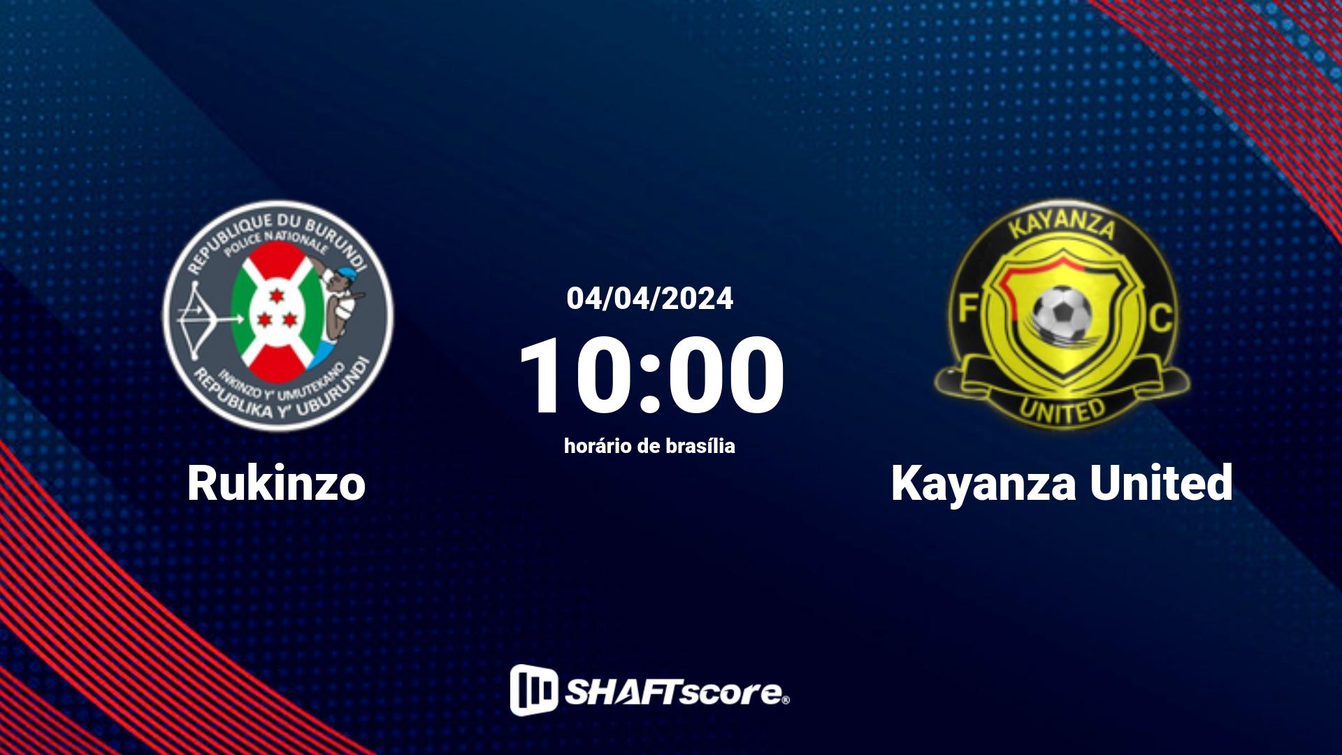 Estatísticas do jogo Rukinzo vs Kayanza United 04.04 10:00