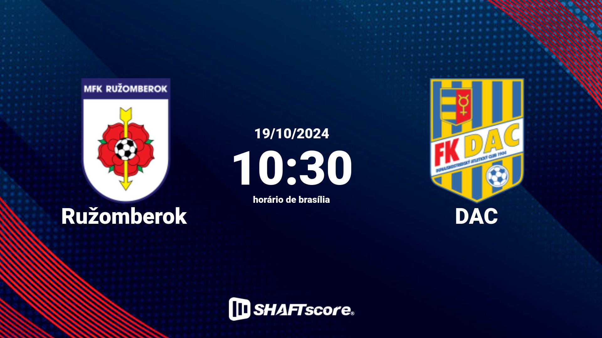 Estatísticas do jogo Ružomberok vs DAC 19.10 10:30