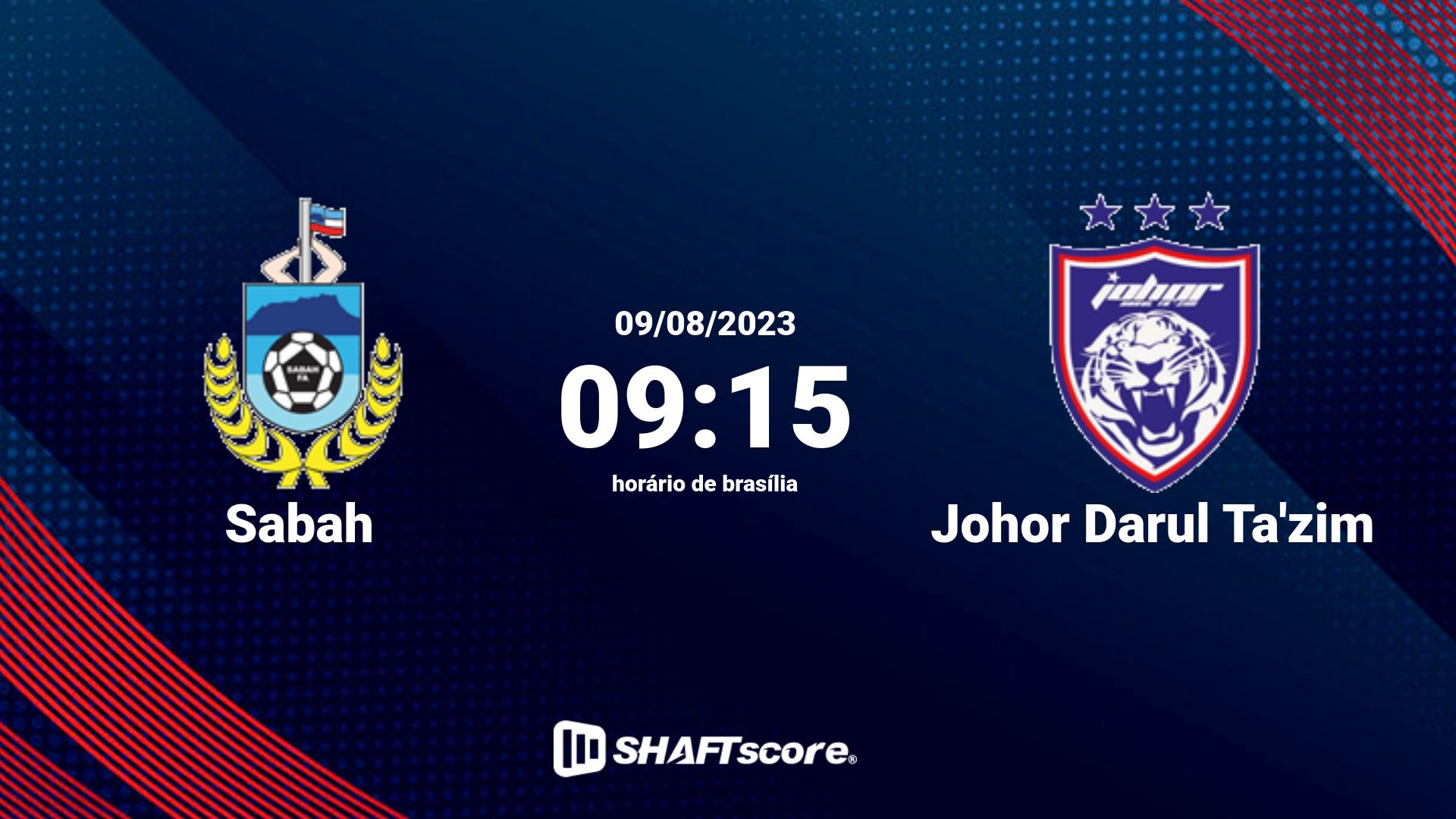 Estatísticas do jogo Sabah vs Johor Darul Ta'zim 09.08 09:15