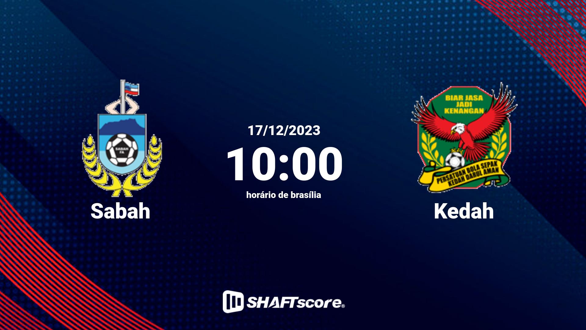 Estatísticas do jogo Sabah vs Kedah 17.12 10:00