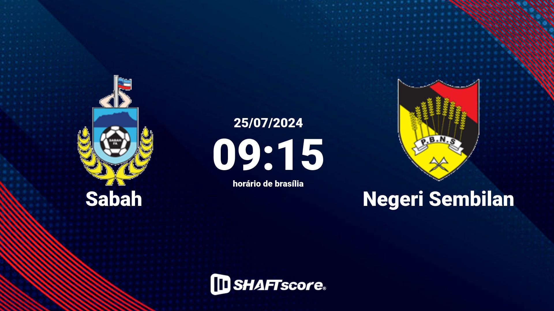 Estatísticas do jogo Sabah vs Negeri Sembilan 25.07 09:15