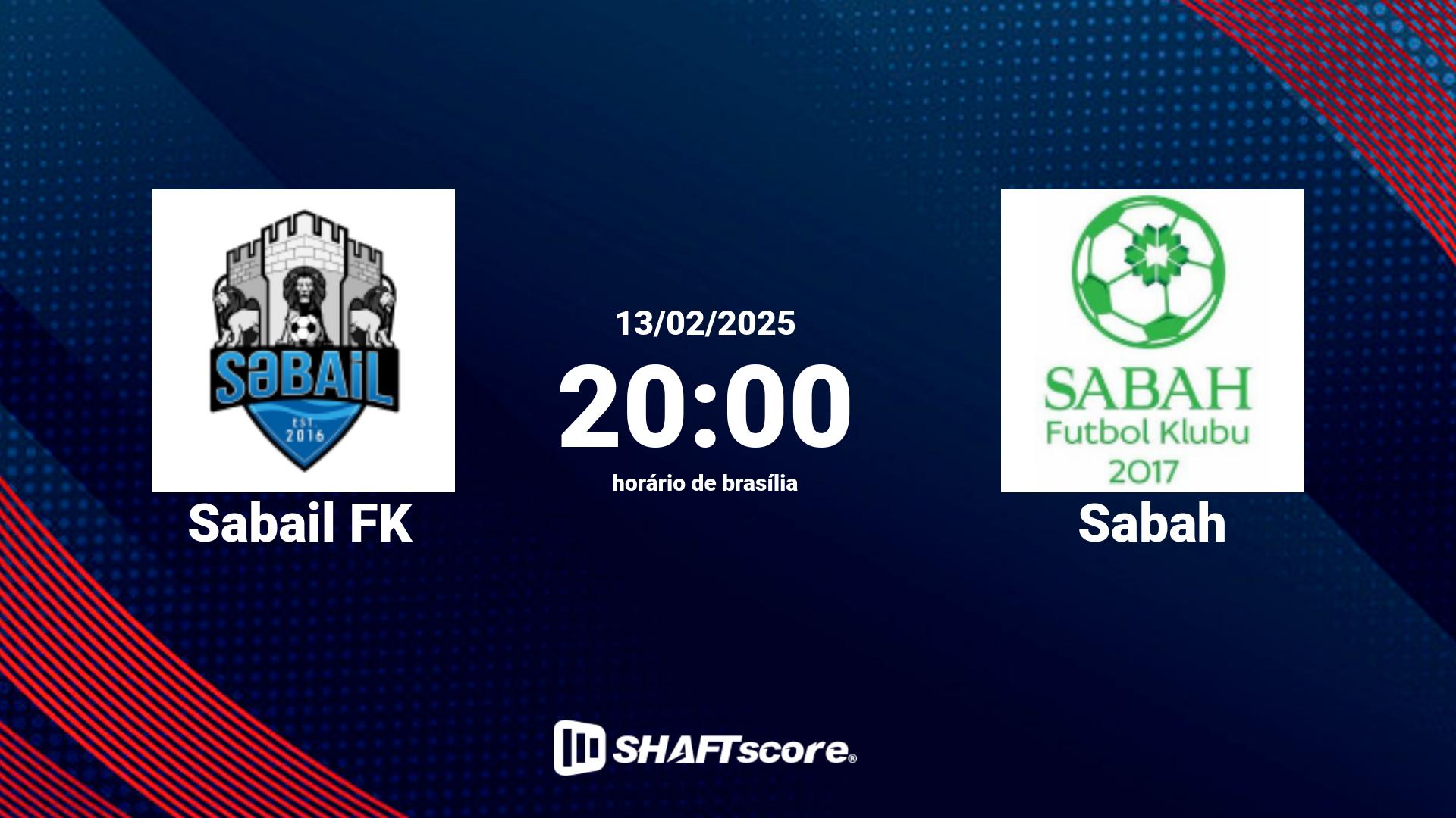 Estatísticas do jogo Sabail FK vs Sabah 13.02 20:00