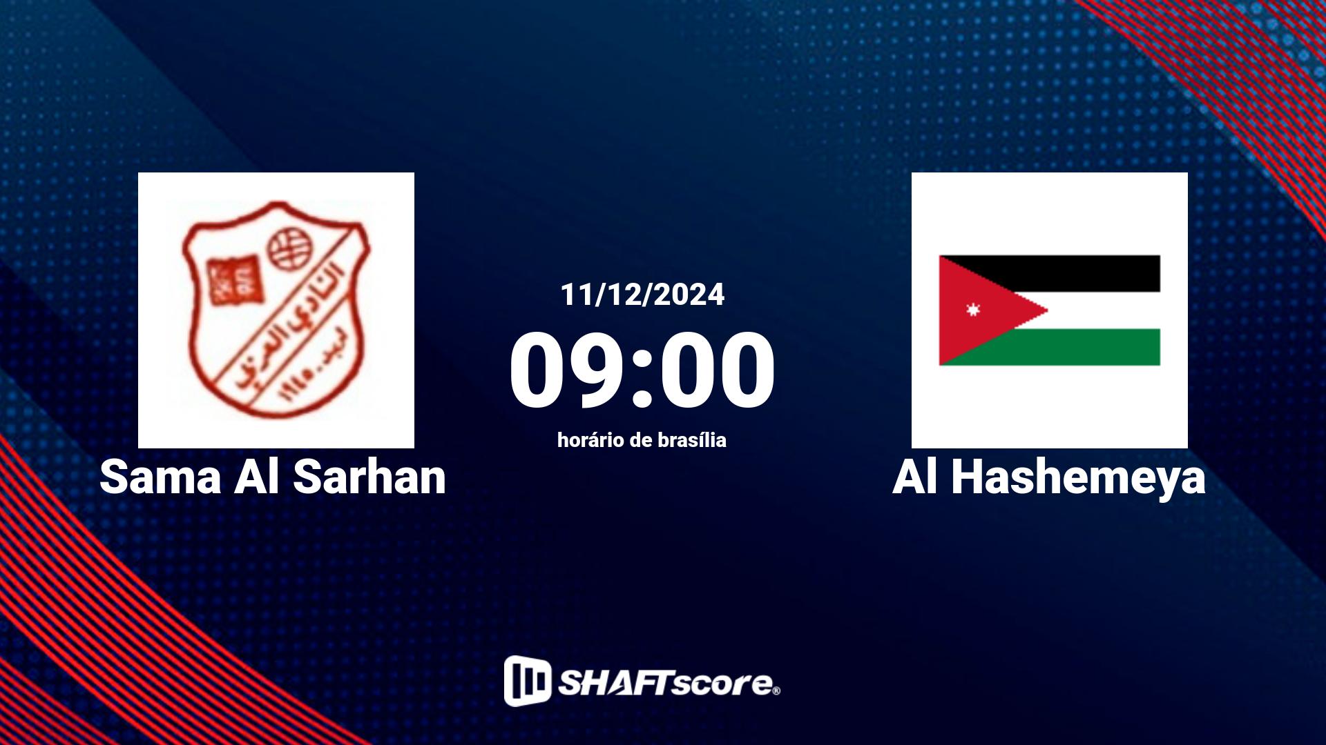 Estatísticas do jogo Sama Al Sarhan vs Al Hashemeya 11.12 09:00