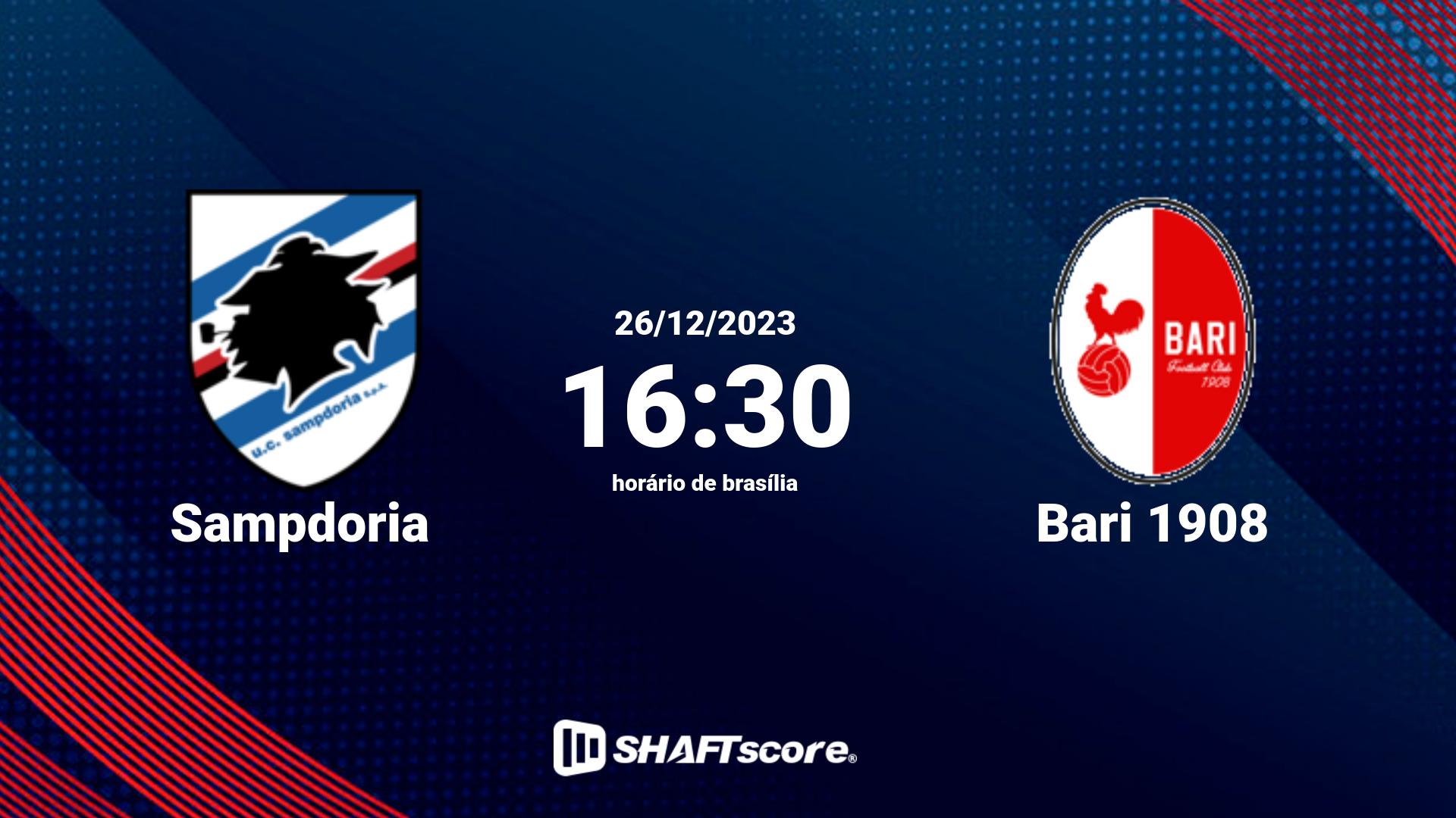 Estatísticas do jogo Sampdoria vs Bari 1908 26.12 16:30