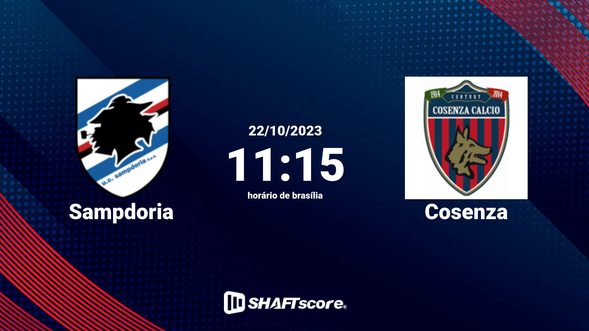 Estatísticas do jogo Sampdoria vs Cosenza 22.10 11:15