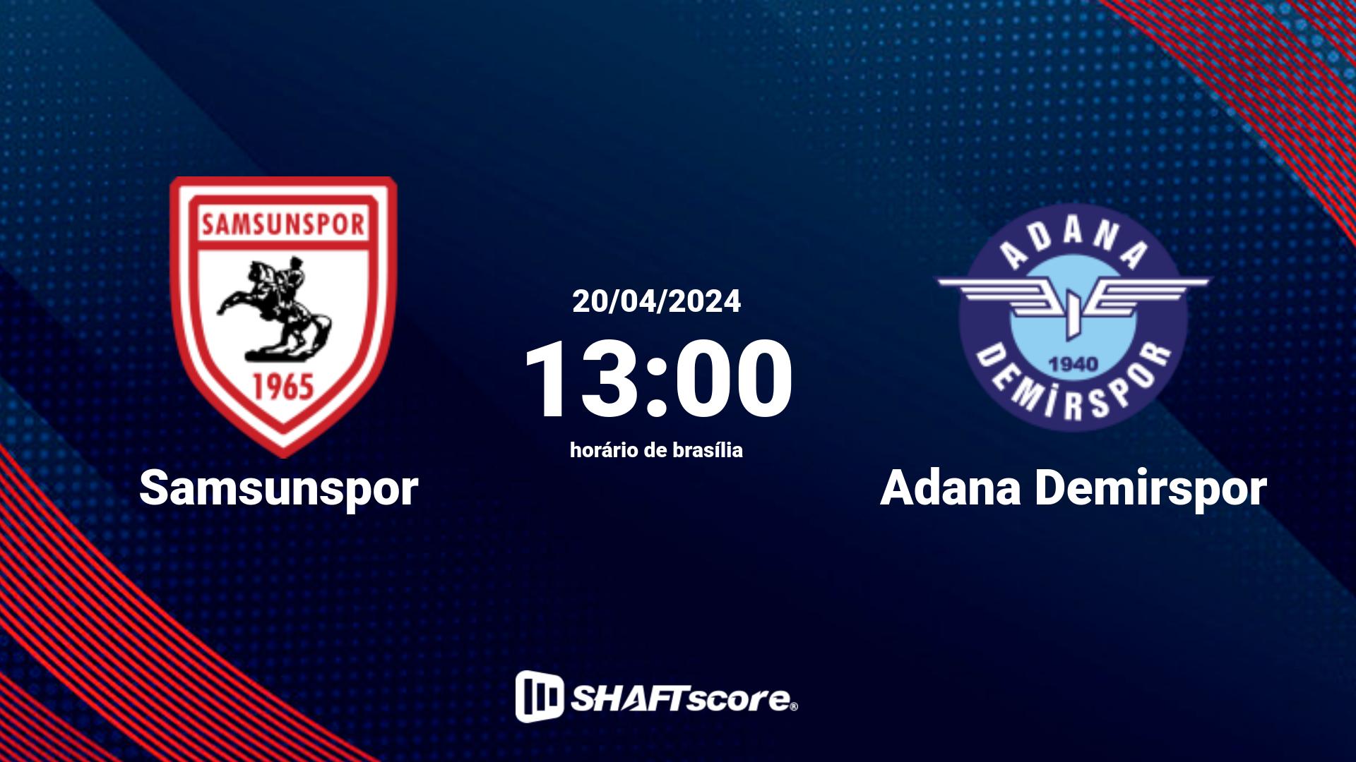 Estatísticas do jogo Samsunspor vs Adana Demirspor 20.04 13:00