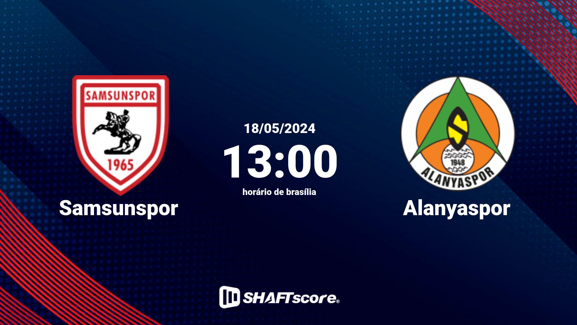 Estatísticas do jogo Samsunspor vs Alanyaspor 18.05 13:00