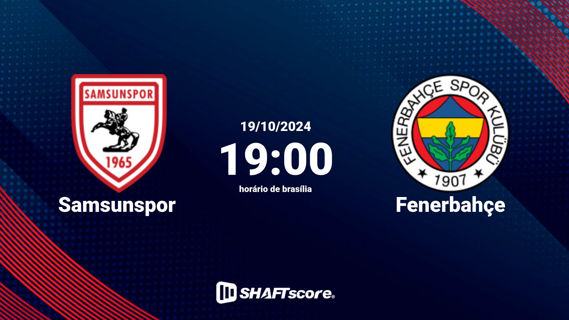 Estatísticas do jogo Samsunspor vs Fenerbahçe 19.10 19:00